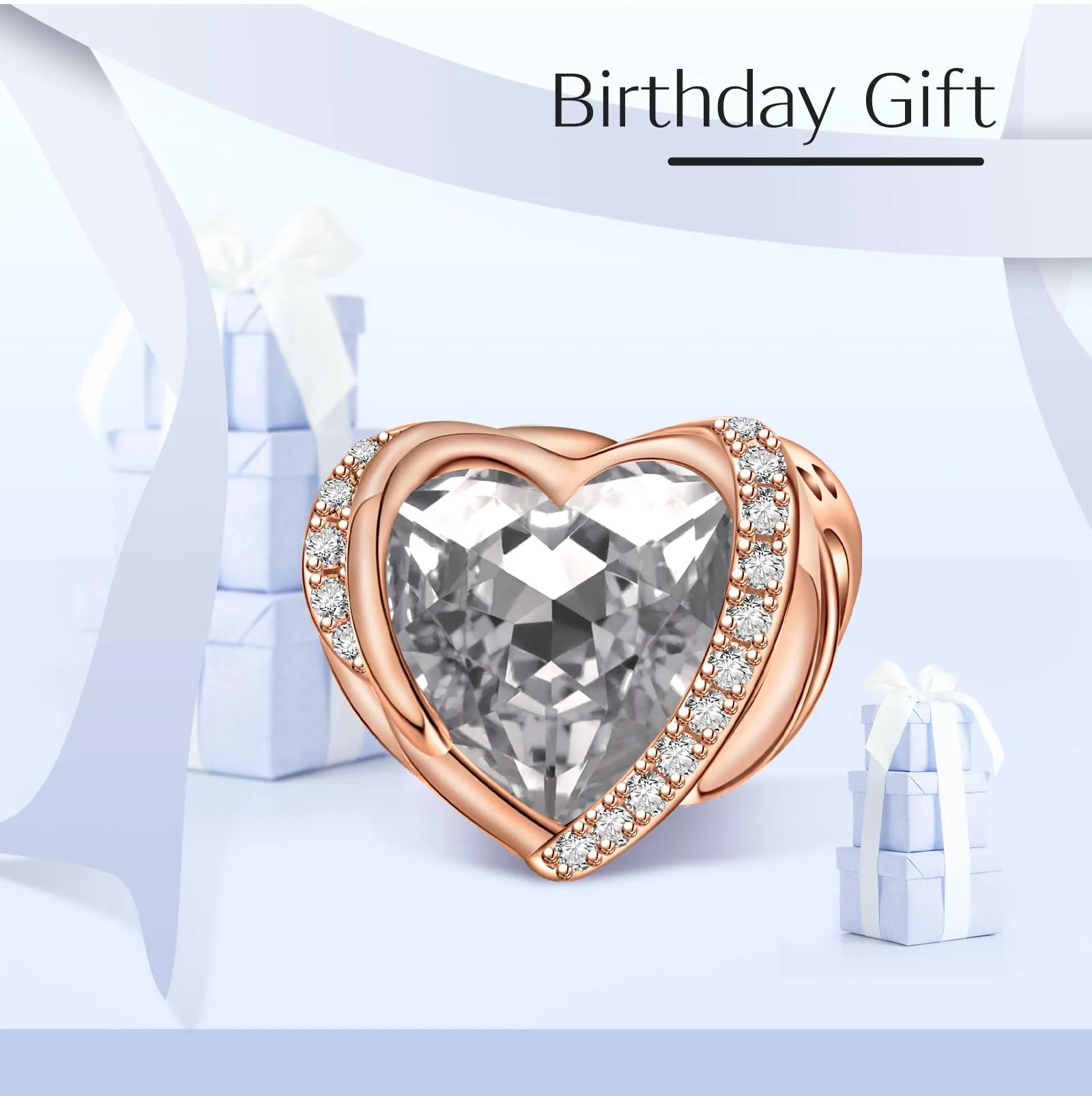 NINGAN Ciondolo Ali d'Angelo con Cuore e Pietra Portafortuna in Argento Sterling 925 - immagine 2