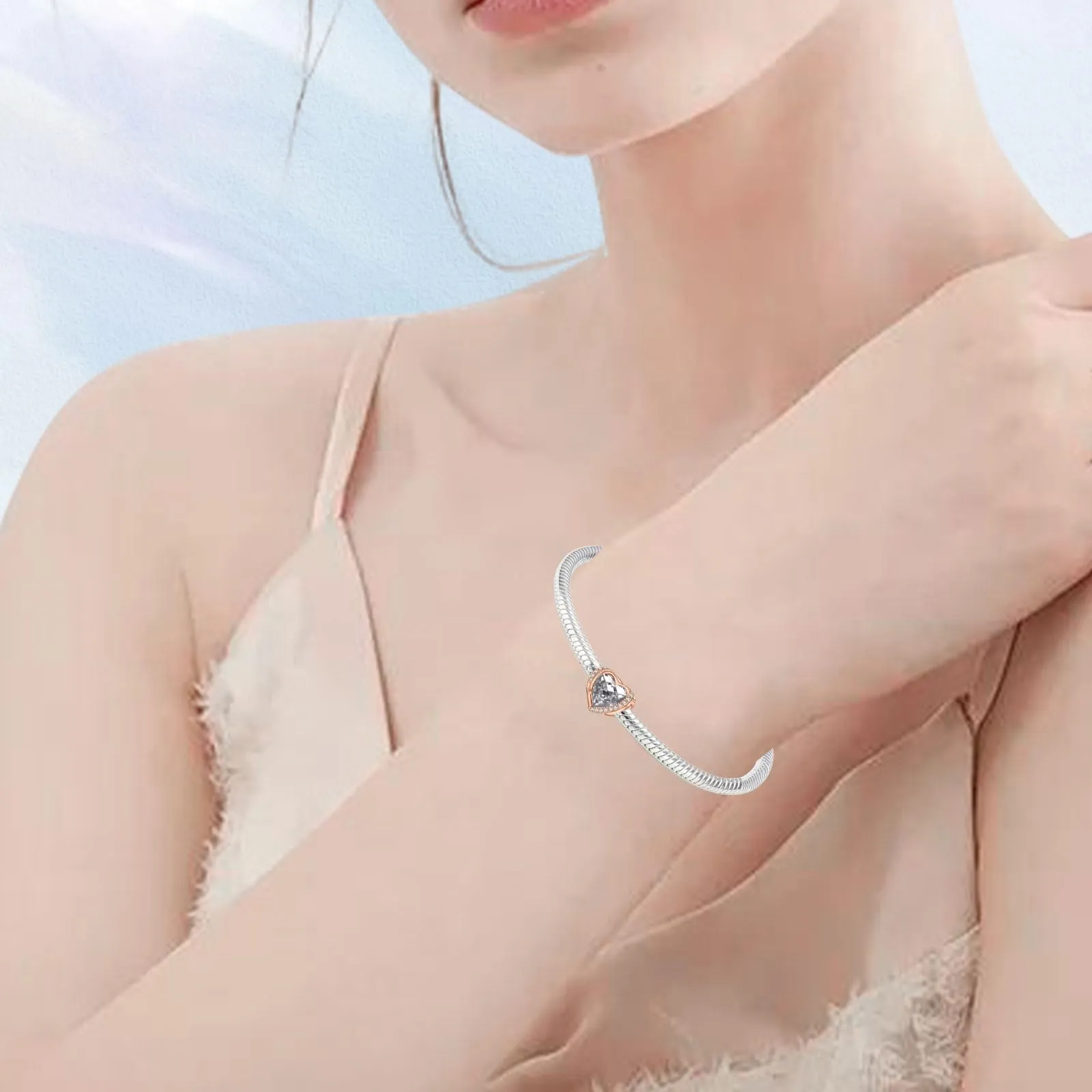 NINGAN Ciondolo Ali d'Angelo con Cuore e Pietra Portafortuna in Argento Sterling 925 - immagine 5