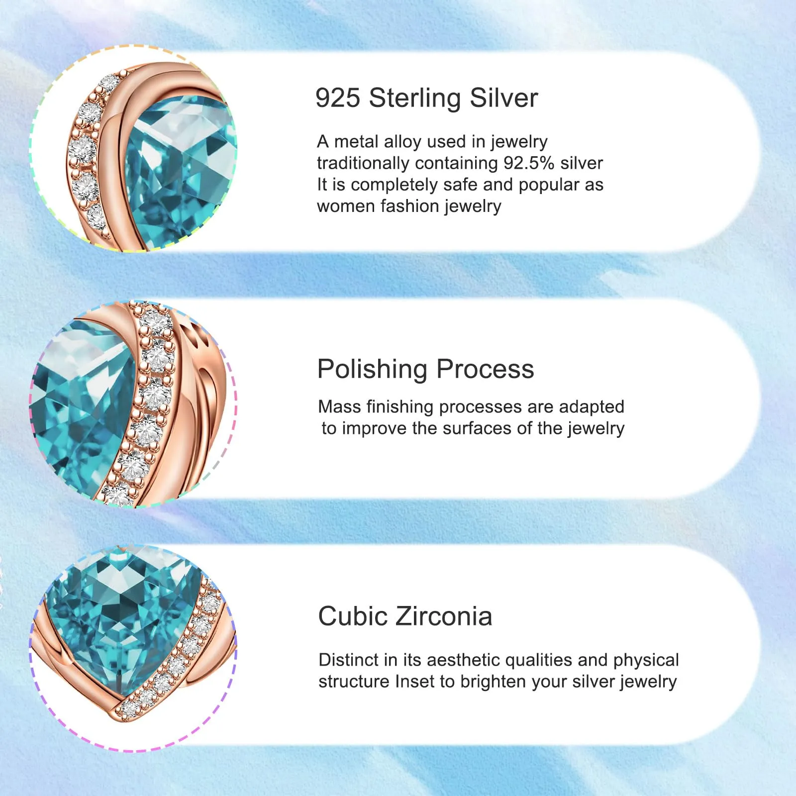 NINGAN Ciondoli Ali d'Angelo con Perla a Cuore in Argento Sterling 925 - immagine 6