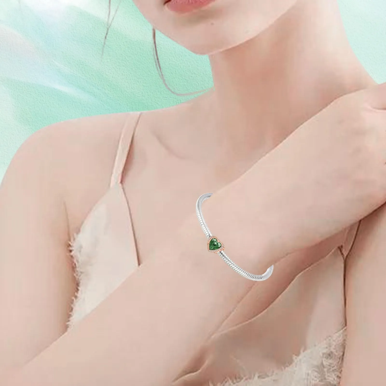 NINGAN Ciondoli Ali d'Angelo Cuore e Perla in Argento Sterling 925 - immagine 5