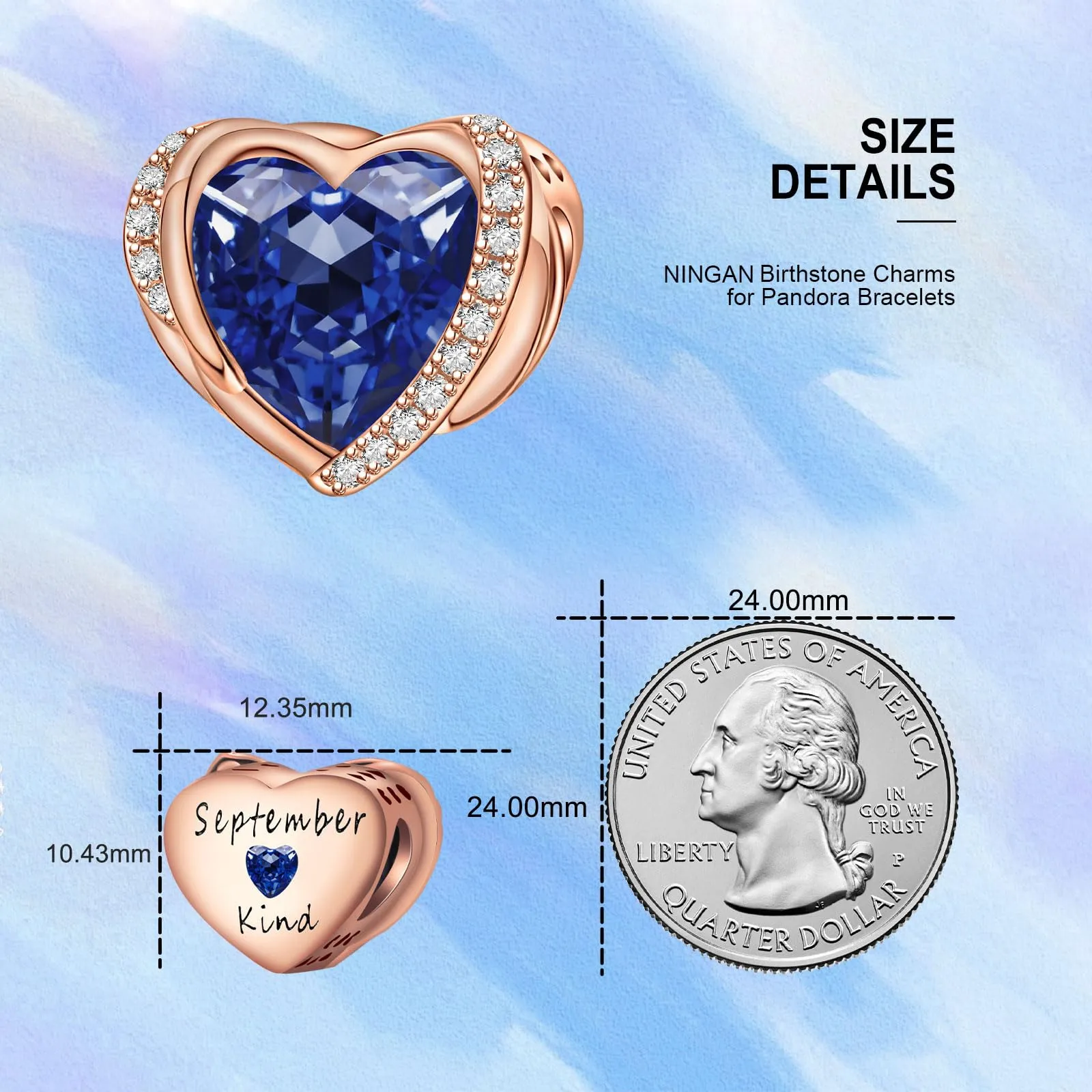 NINGAN Ciondolo Cuore con Ali d'Angelo in Argento Sterling 925 e Perla - immagine 3
