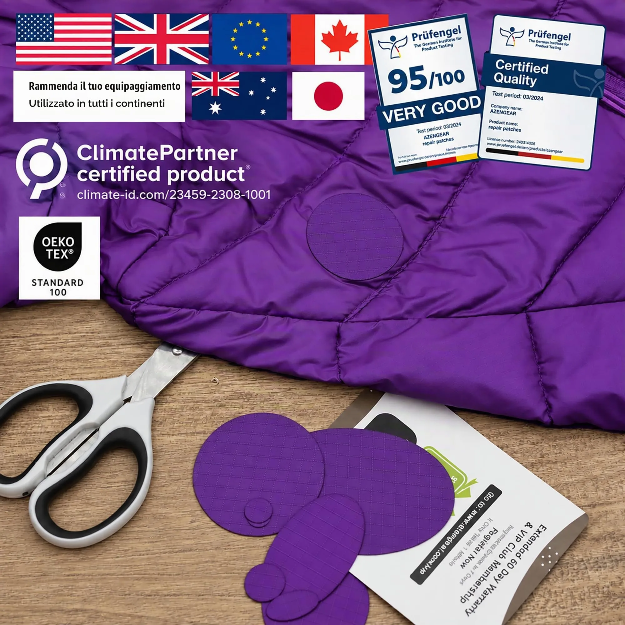 aZengear Toppe di Riparazione Impermeabili per Piumino e Tenda, 11 Pezzi, Viola - immagine 4