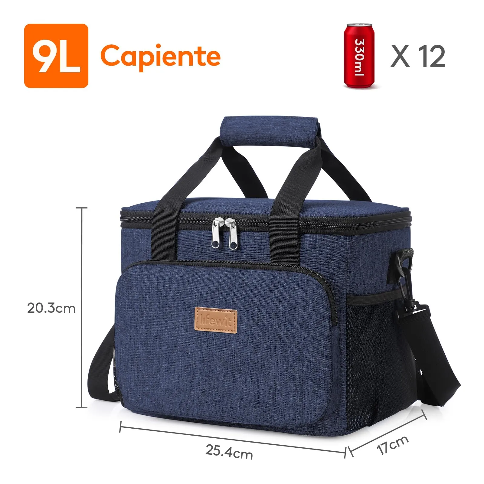Lifewit Borsa Termica Porta Pranzo 9L, Blu Scuro - immagine 4