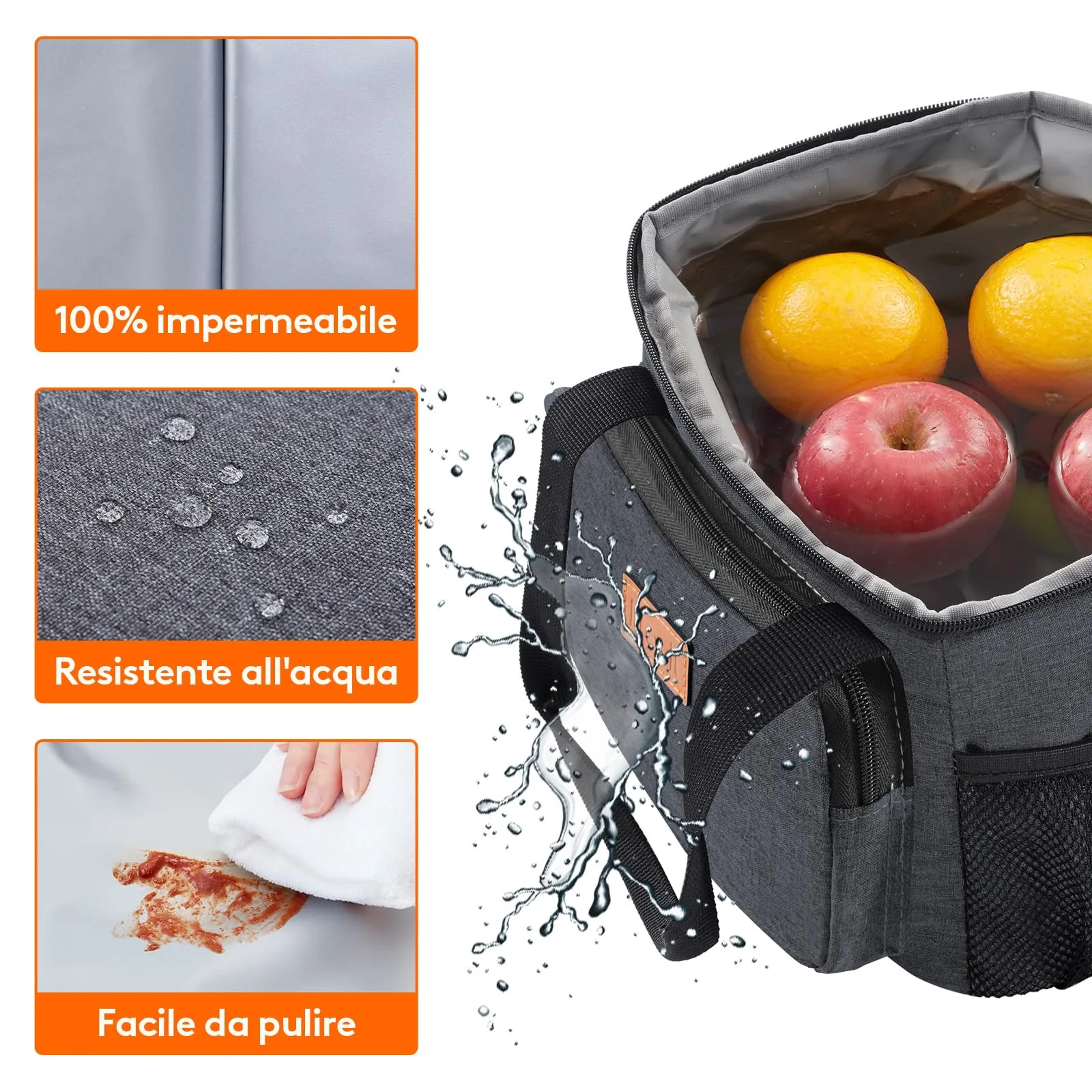 Lifewit Borsa Termica Porta Pranzo 9L, Grigio Scuro - immagine 6