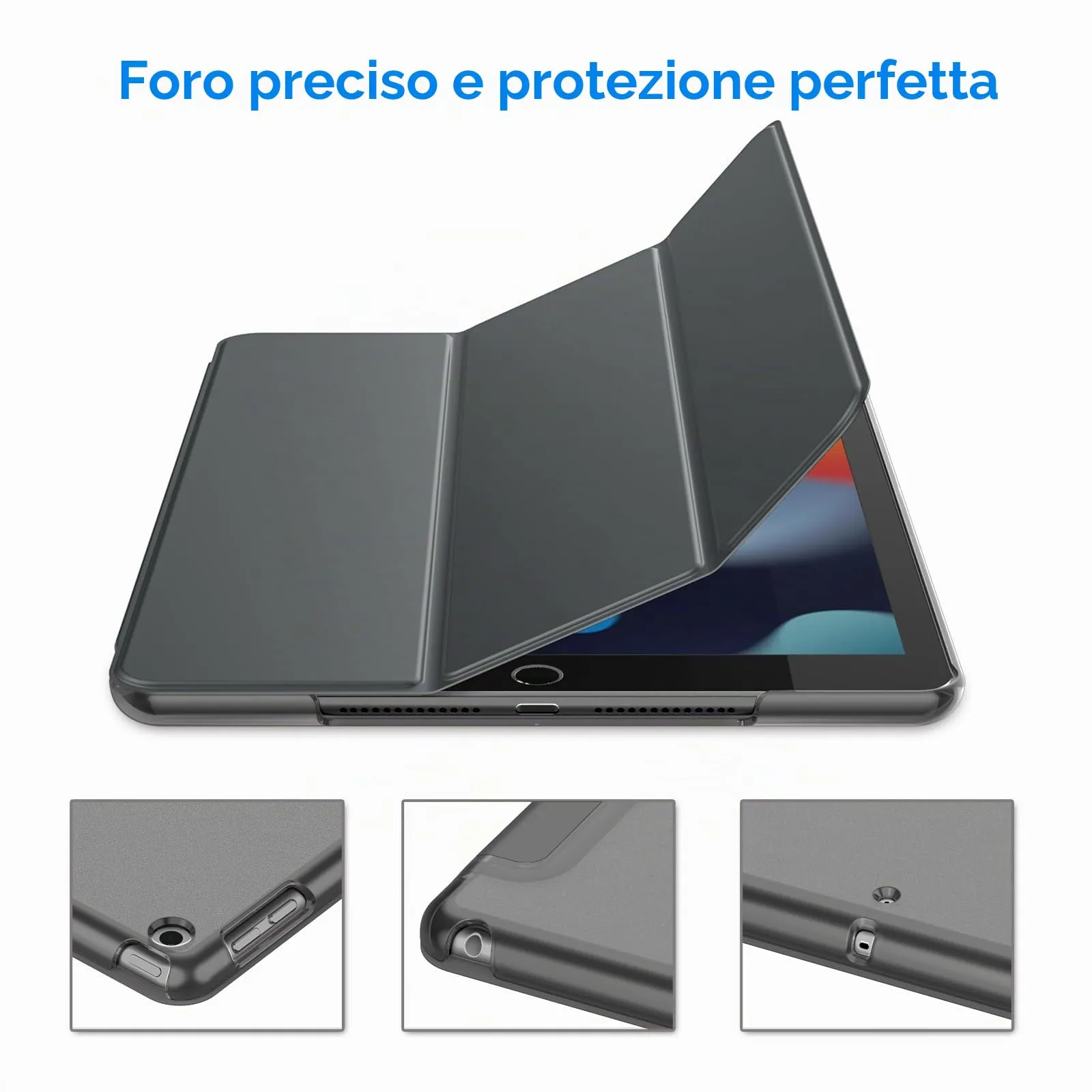 JETech Custodia per iPad 9ª/8ª/7ª Gen 10,2", Grigio Siderale - immagine 3