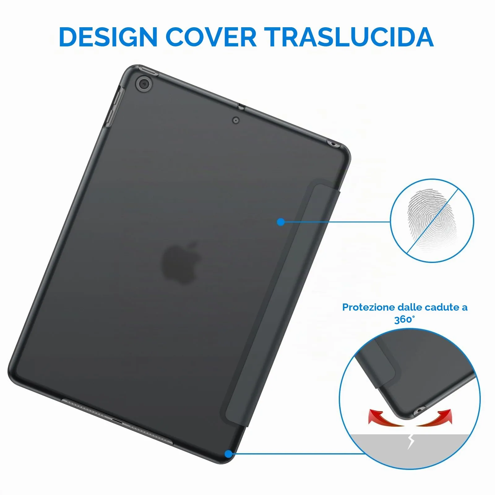 JETech Custodia per iPad 9ª/8ª/7ª Gen 10,2", Grigio Siderale - immagine 4