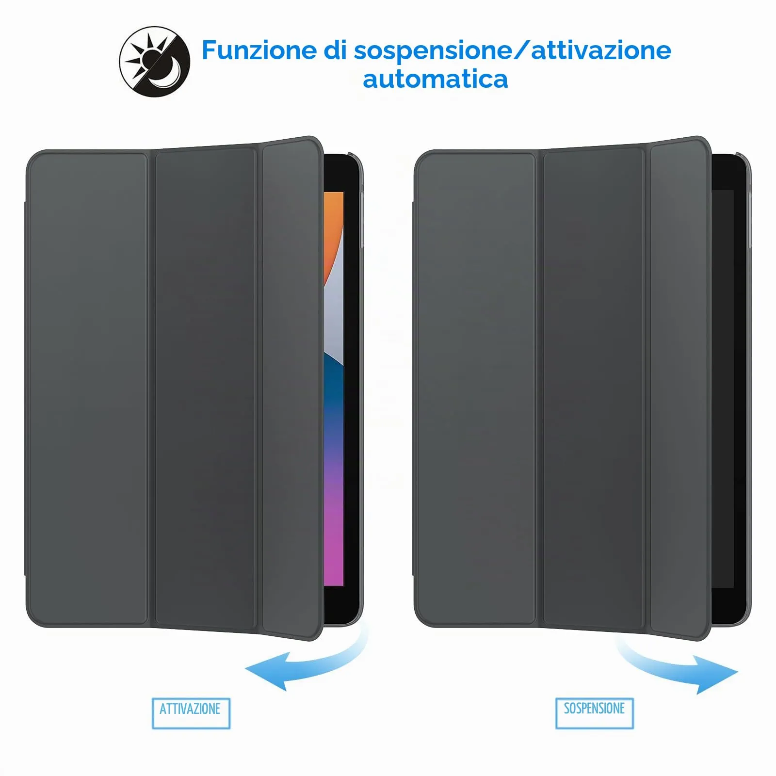 JETech Custodia per iPad 9ª/8ª/7ª Gen 10,2", Grigio Siderale - immagine 6