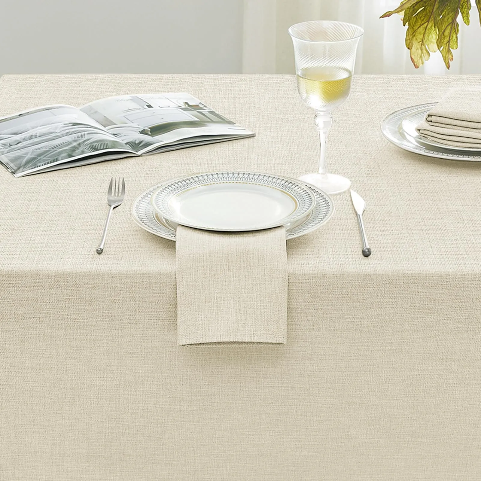Softalker Tovaglia rettangolare in lino, 60 x 305 cm, naturale - immagine 4