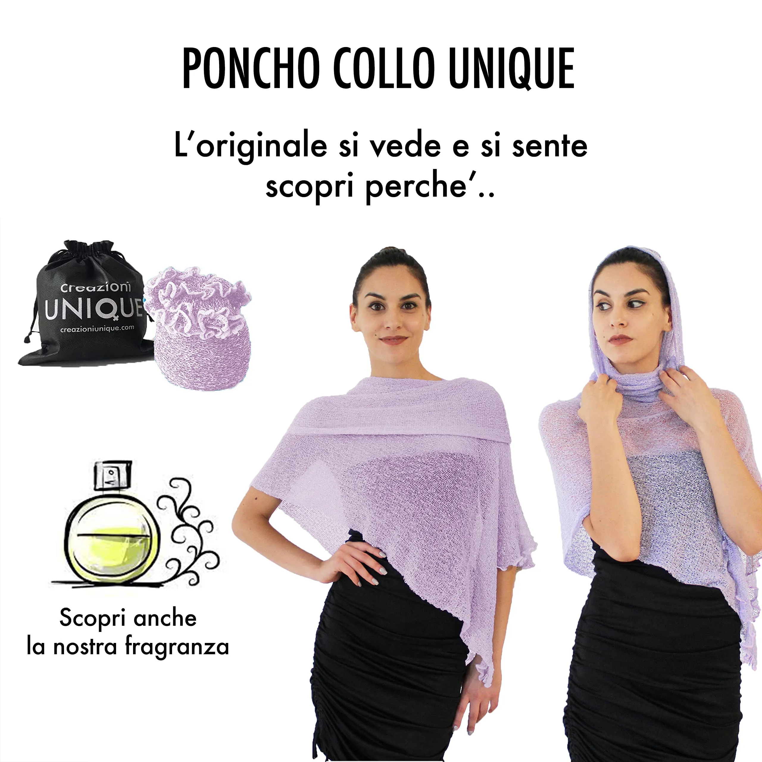 creazioni unique Poncho Coprispalle Donna in Viscosa Termica, Blue Elettrico - immagine 8