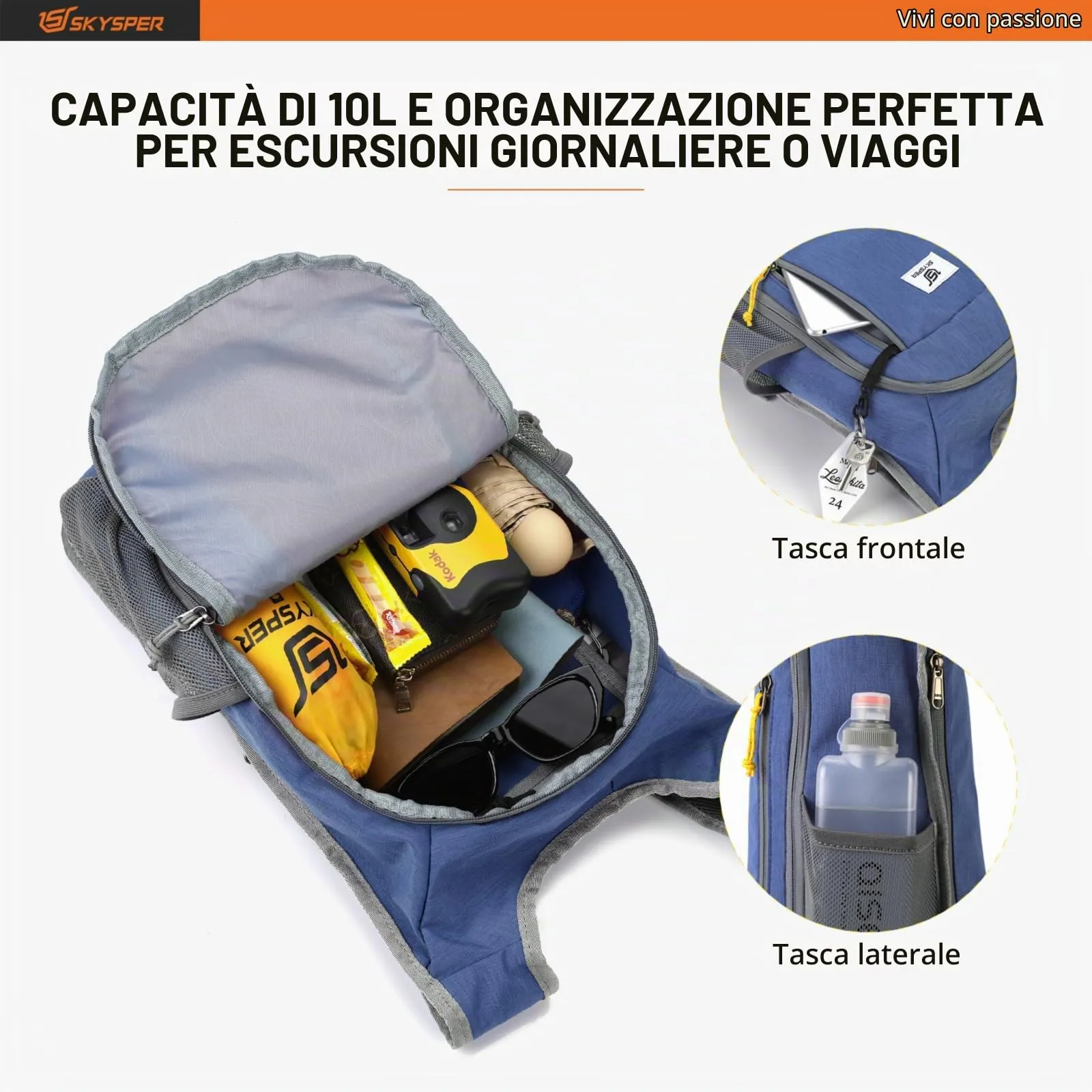 SKYSPER Zaino Leggero Pieghevole 10L - immagine 3