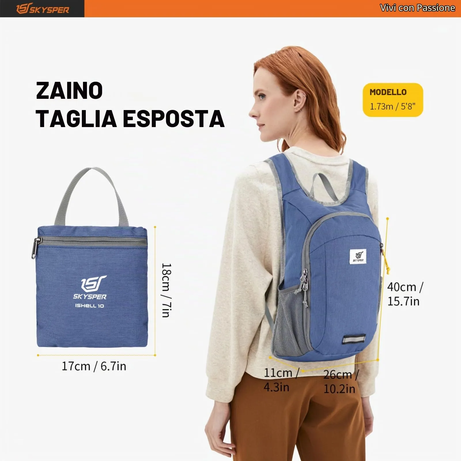SKYSPER Zaino Leggero Pieghevole 10L - immagine 5