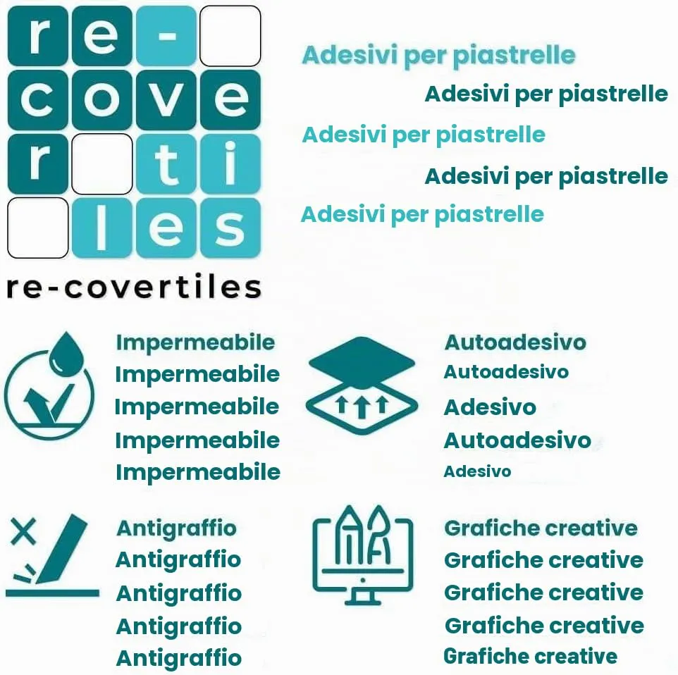 RE-COVERTILES Adesivi Piastrelle in PVC per Cucina e Bagno, 10 Pezzi 20x20 cm, PS00083 - immagine 5