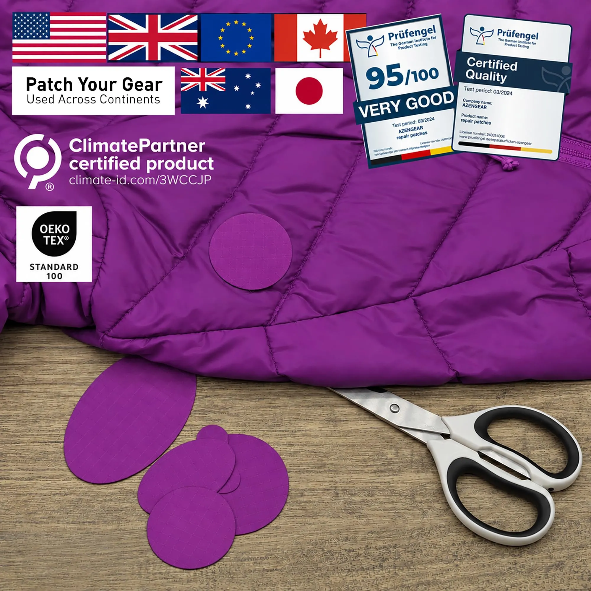 aZengear Toppe di Riparazione Impermeabili per Piumino e Tenda, 11 Pezzi, Viola Scuro - immagine 4