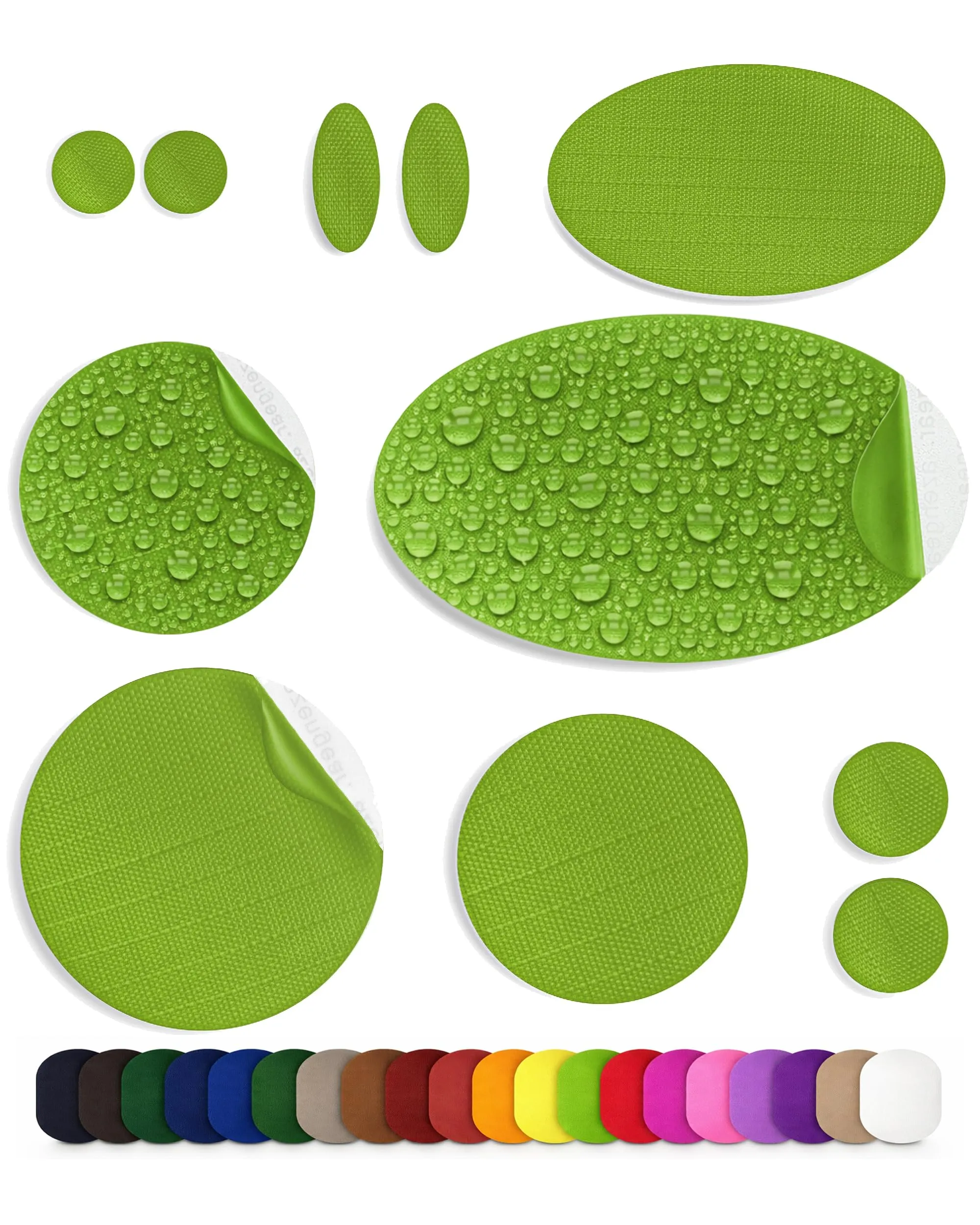 aZengear Toppe di Riparazione Impermeabili per Piumino e Tenda, 11 Pezzi, Verde Neon - immagine 1