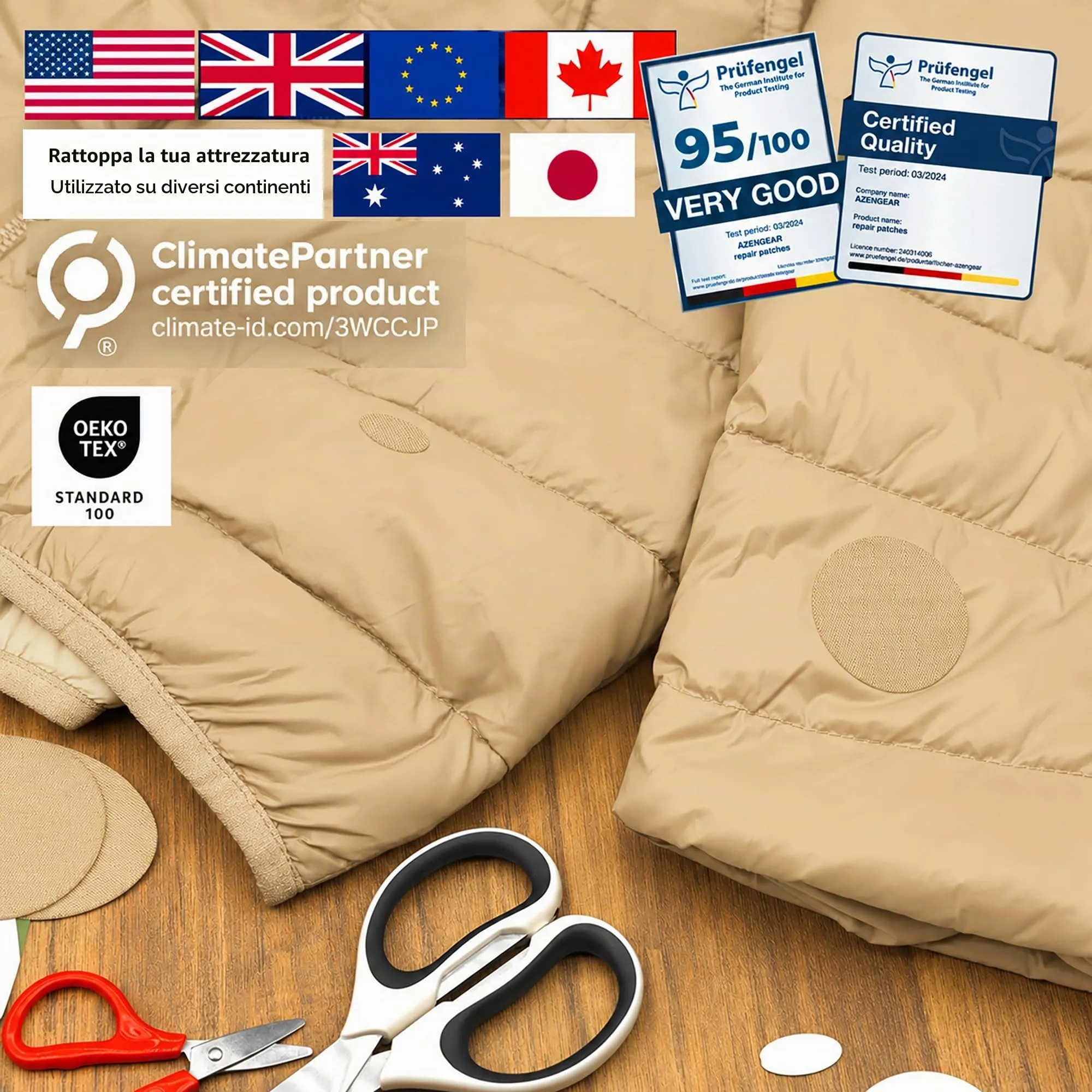 aZengear Toppe di Riparazione Impermeabili per Piumino e Tenda, 11 Pezzi, Beige - immagine 4