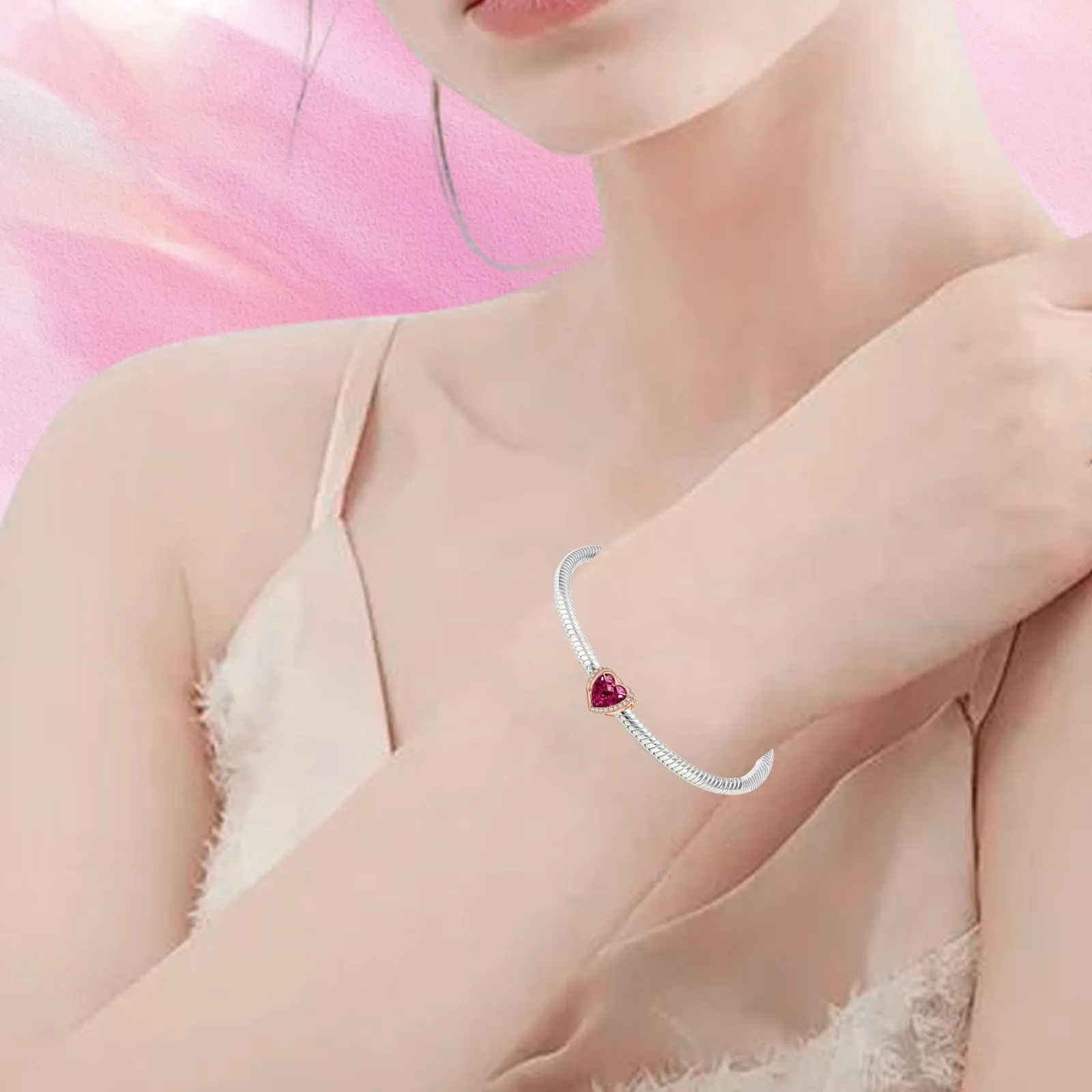 NINGAN Ciondoli Ali d'Angelo con Perla a Cuore in Argento Sterling 925 - immagine 5