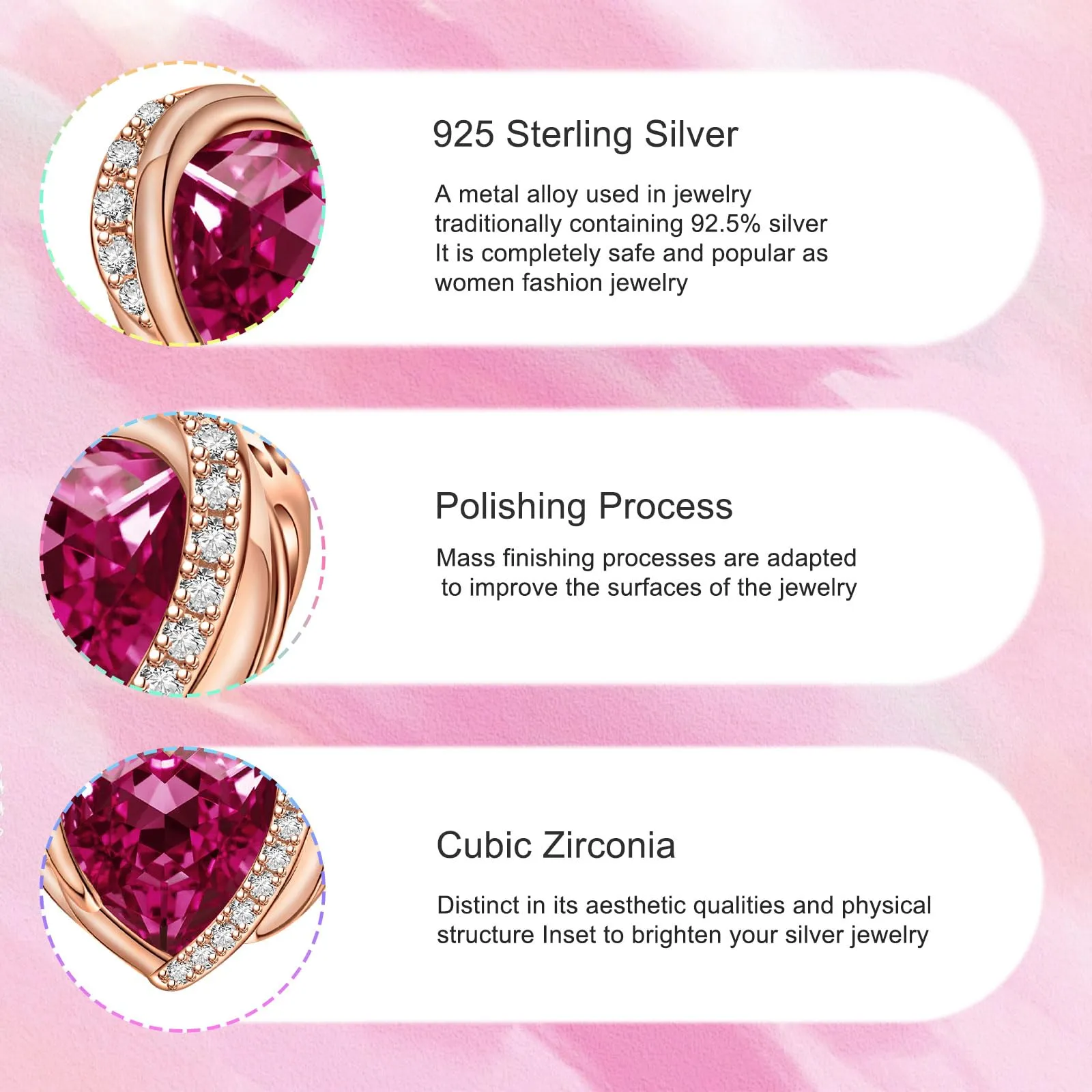 NINGAN Ciondoli Ali d'Angelo con Perla a Cuore in Argento Sterling 925 - immagine 6
