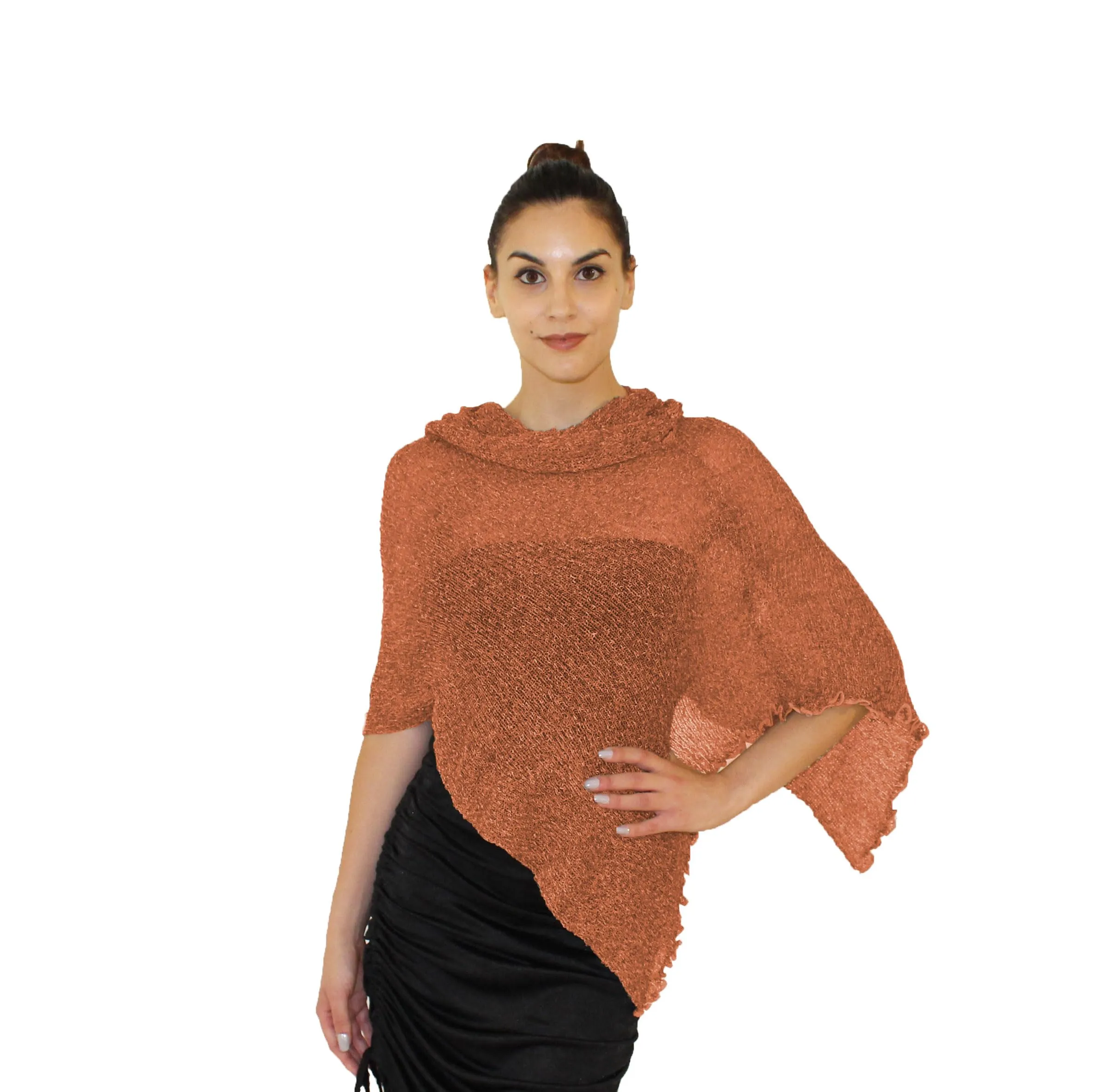 creazioni unique Poncho Coprispalle Donna in Rete di Viscosa Termica (Rusty) - immagine 1