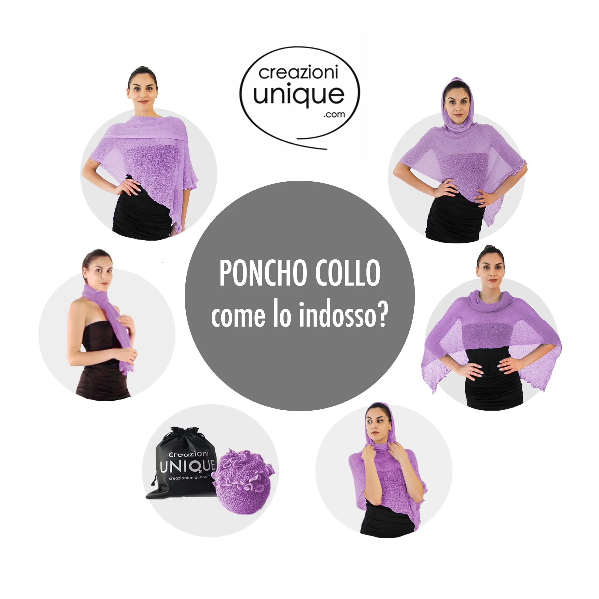 creazioni unique Poncho Coprispalle Donna in Rete di Viscosa Termica (Rusty) - immagine 7