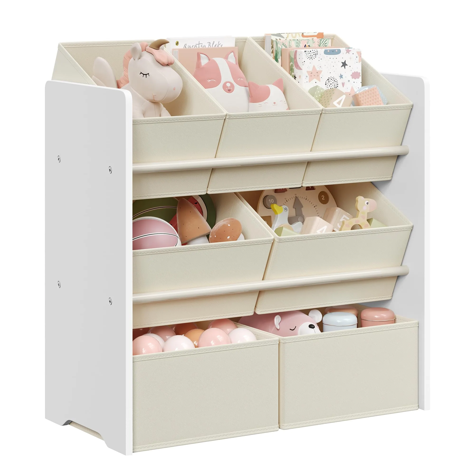 SONGMICS Scaffale per Giocattoli e Libreria per Bambini con 7 Contenitori, 29,5 x 62,5 x 60 cm, Bianco Nuvola GKR034W10 - immagine 1