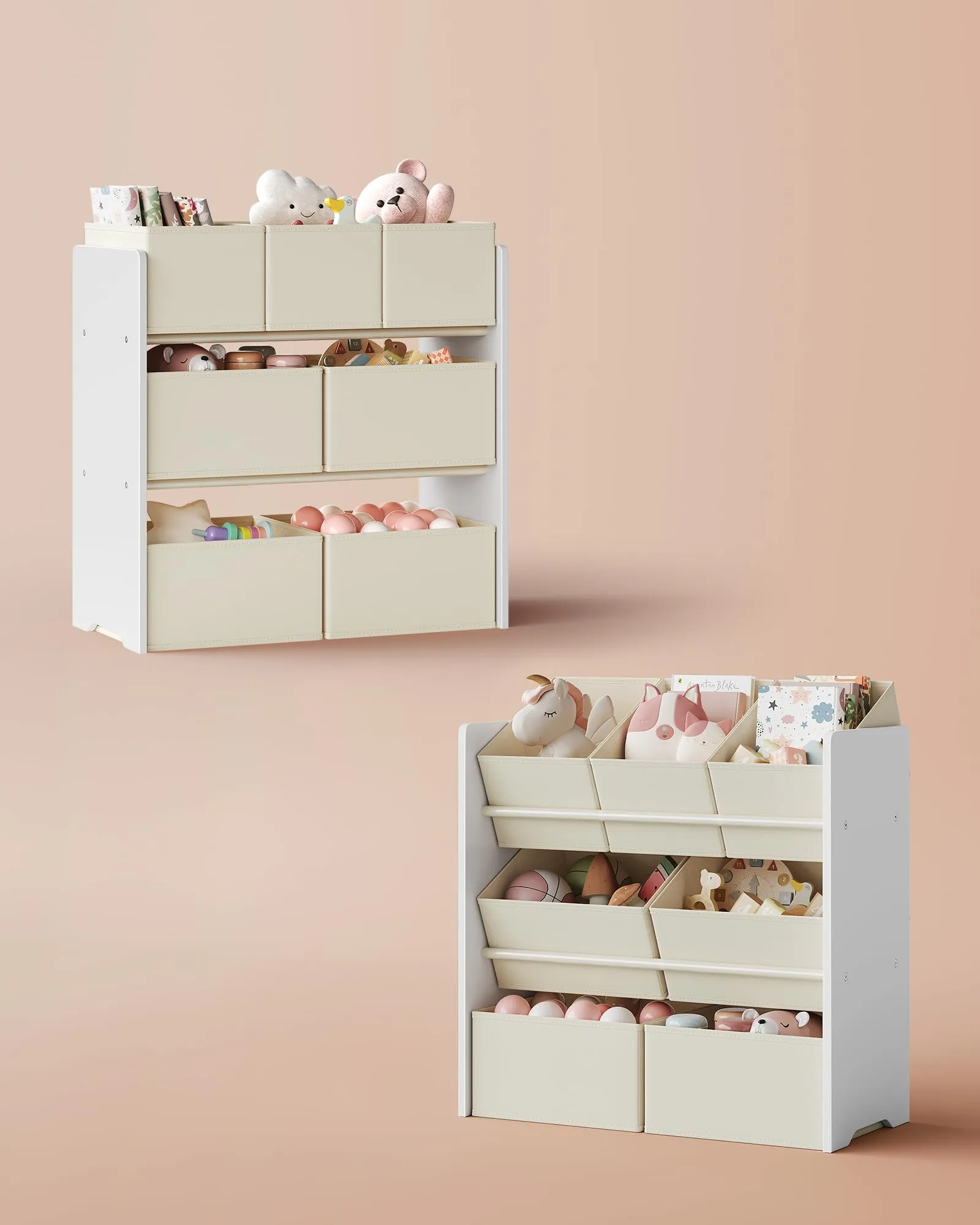 SONGMICS Scaffale per Giocattoli e Libreria per Bambini con 7 Contenitori, 29,5 x 62,5 x 60 cm, Bianco Nuvola GKR034W10 - immagine 2