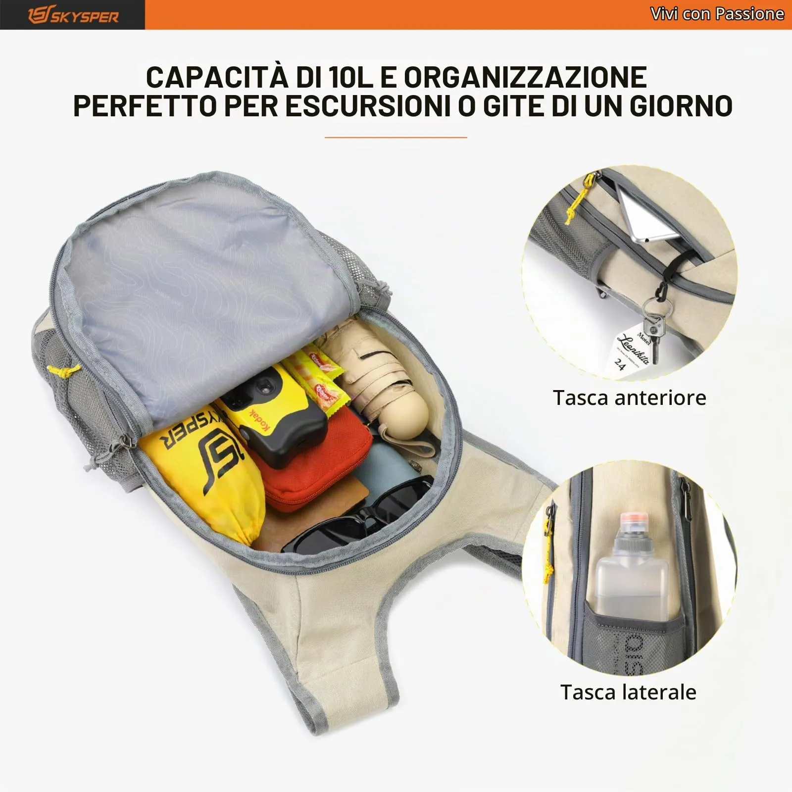 SKYSPER Zaino Leggero Pieghevole 10L - immagine 3