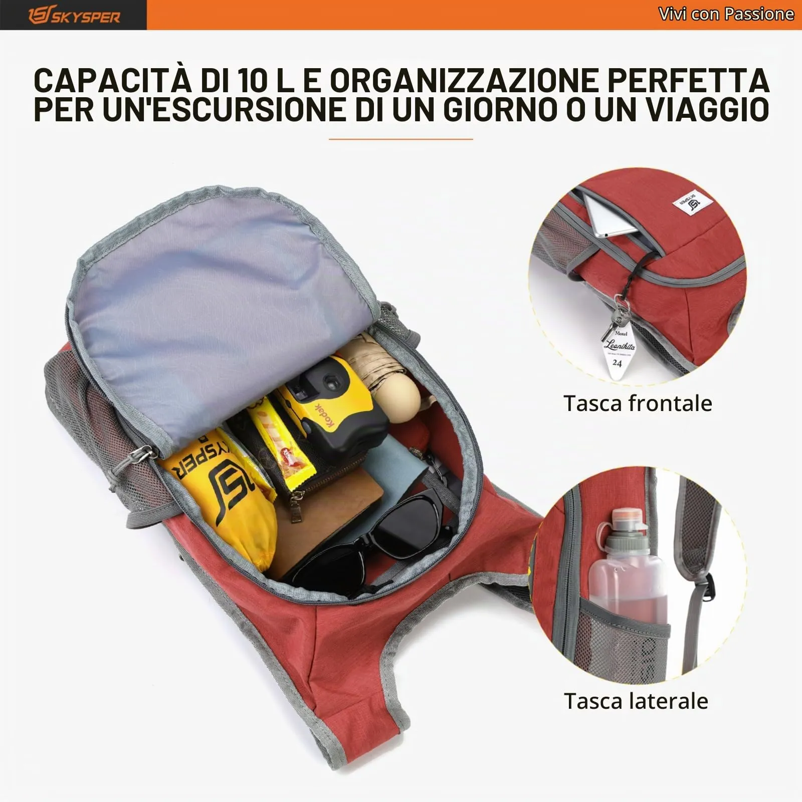 SKYSPER Zaino Leggero Pieghevole 10L - immagine 3