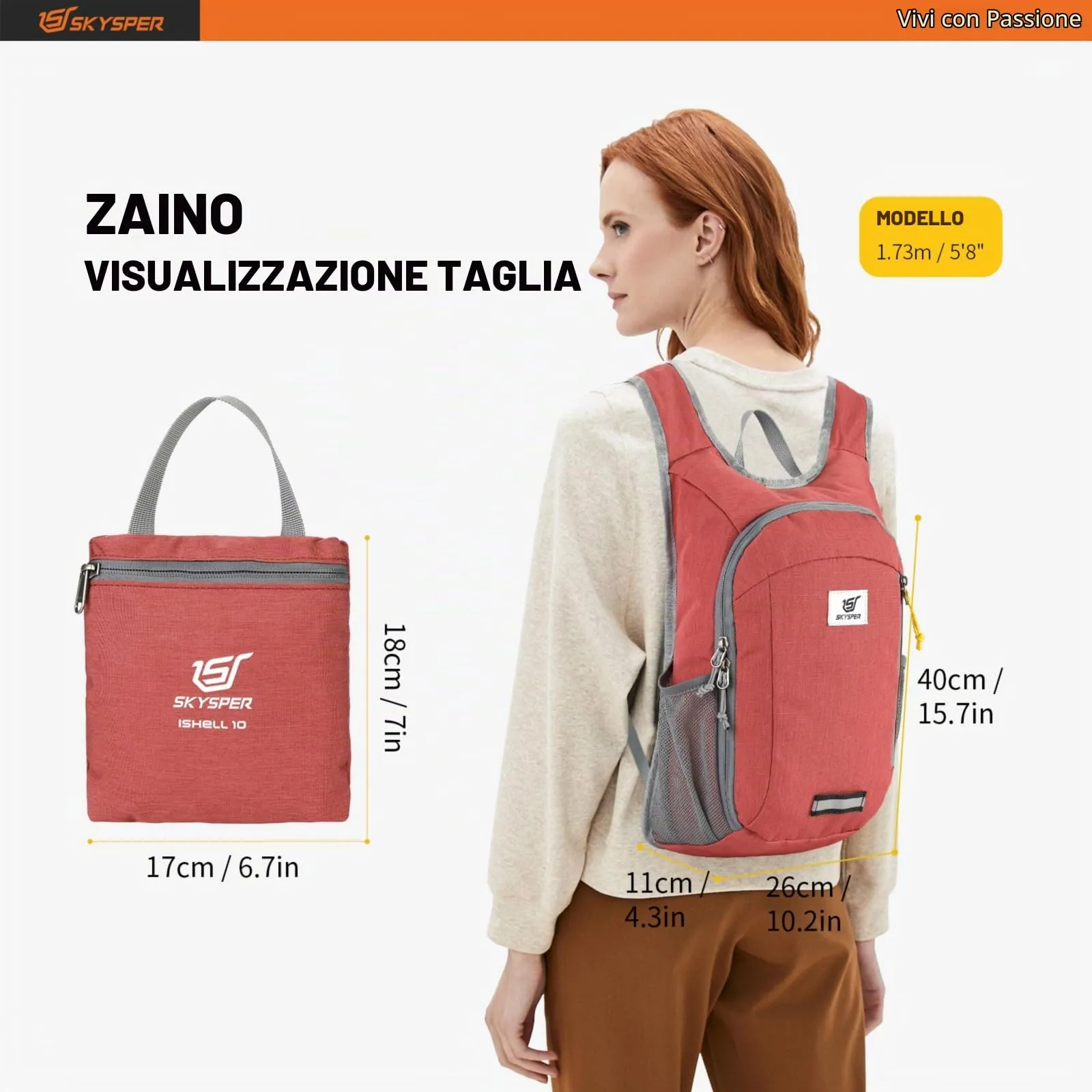 SKYSPER Zaino Leggero Pieghevole 10L - immagine 6