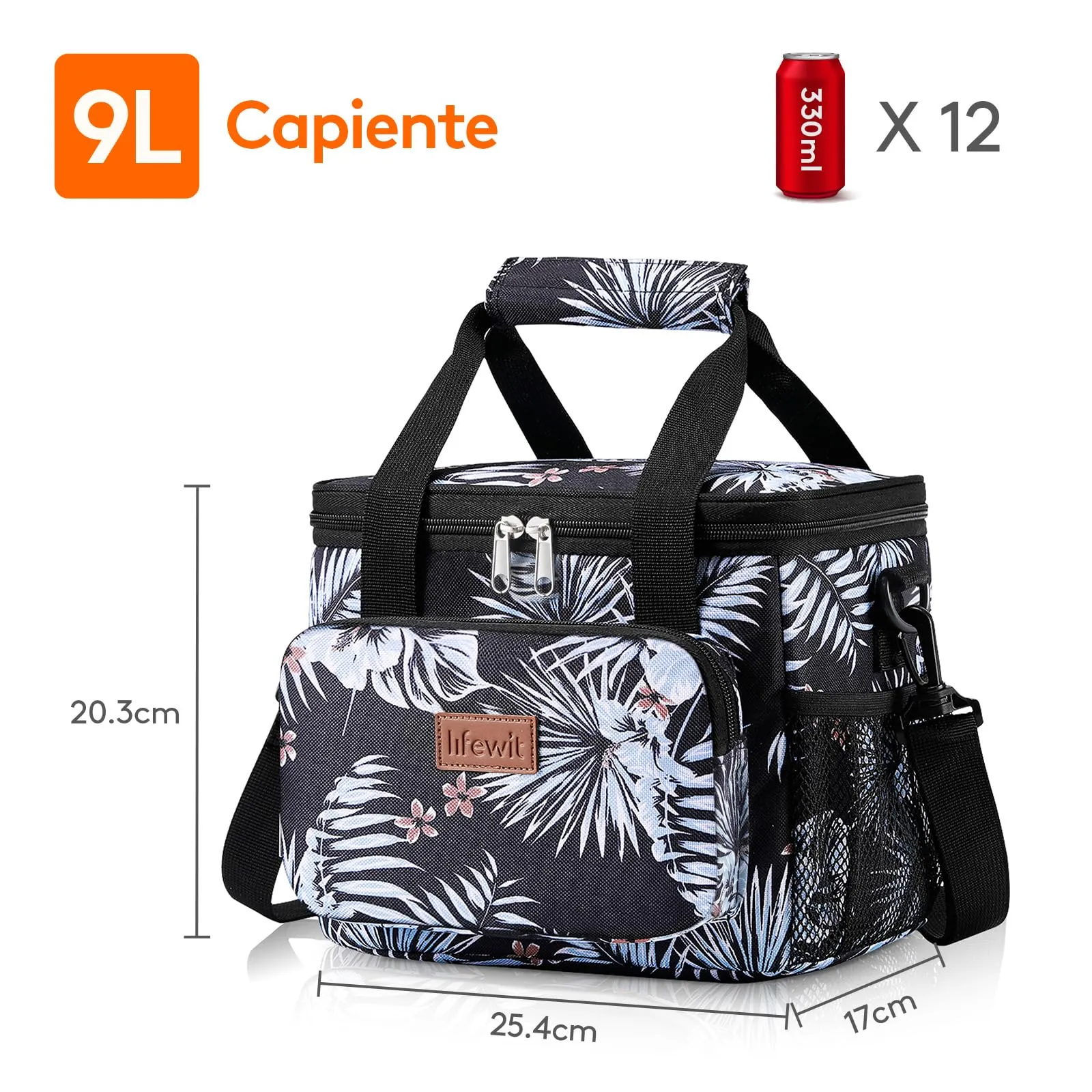 Lifewit Borsa Termica Porta Pranzo 9L, Fiore - immagine 3