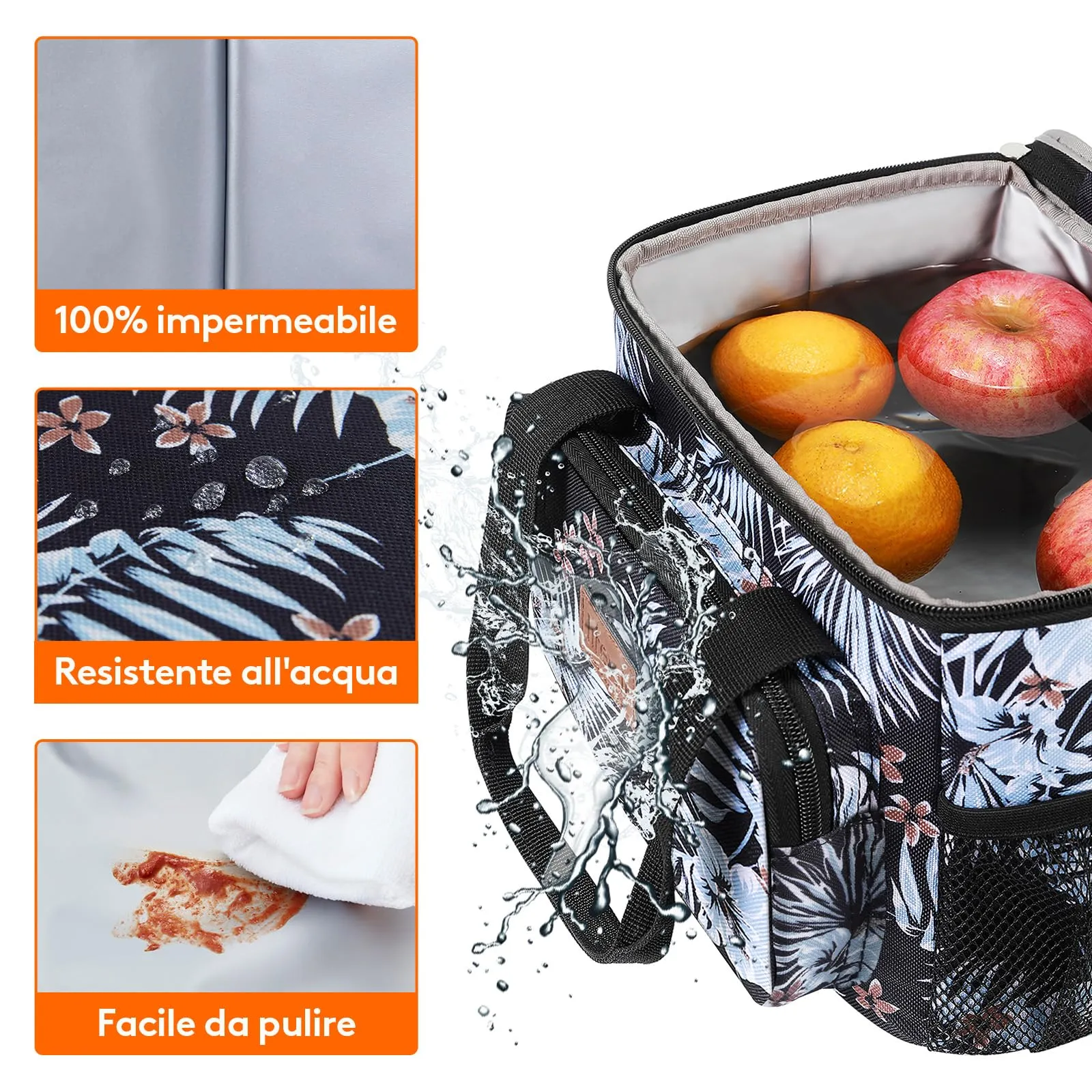 Lifewit Borsa Termica Porta Pranzo 9L, Fiore - immagine 5