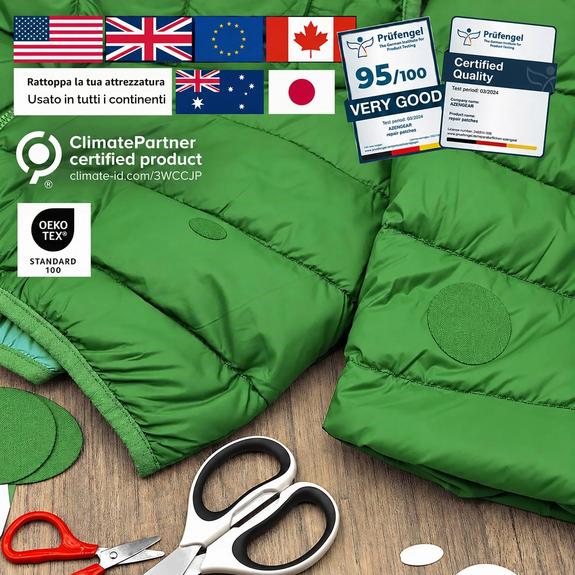 aZengear Toppe di Riparazione Impermeabili per Piumino e Tenda, 11 Pezzi, Verde Freddo - immagine 4