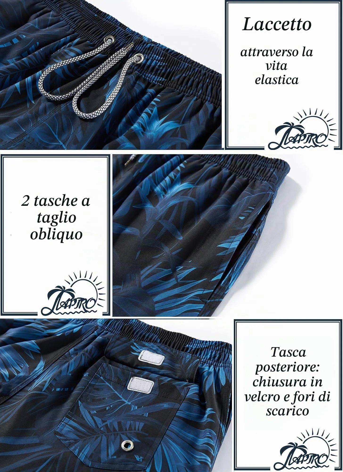 APTRO Pantaloncini da Bagno Uomo Stampa Hawaiana MK288 M - immagine 4