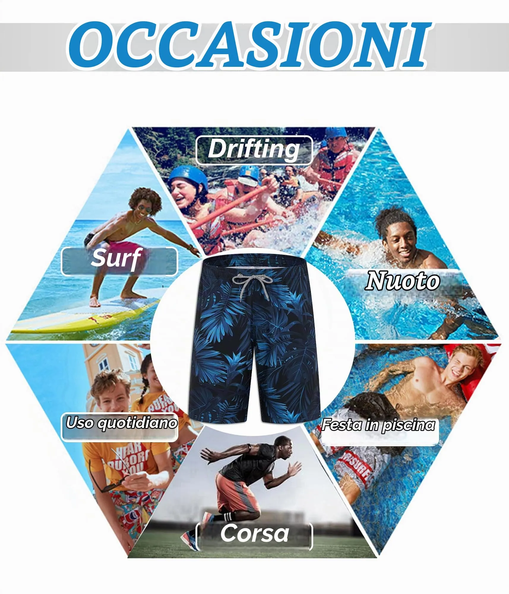 APTRO Pantaloncini da Bagno Uomo Stampa Hawaiana Foglia MK288, 4XL - immagine 7