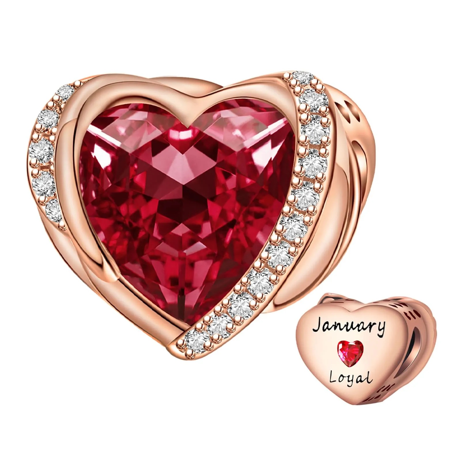 NINGAN Ciondolo Cuore con Ali d'Angelo e Pietra Portafortuna in Argento Sterling 925 - immagine 1