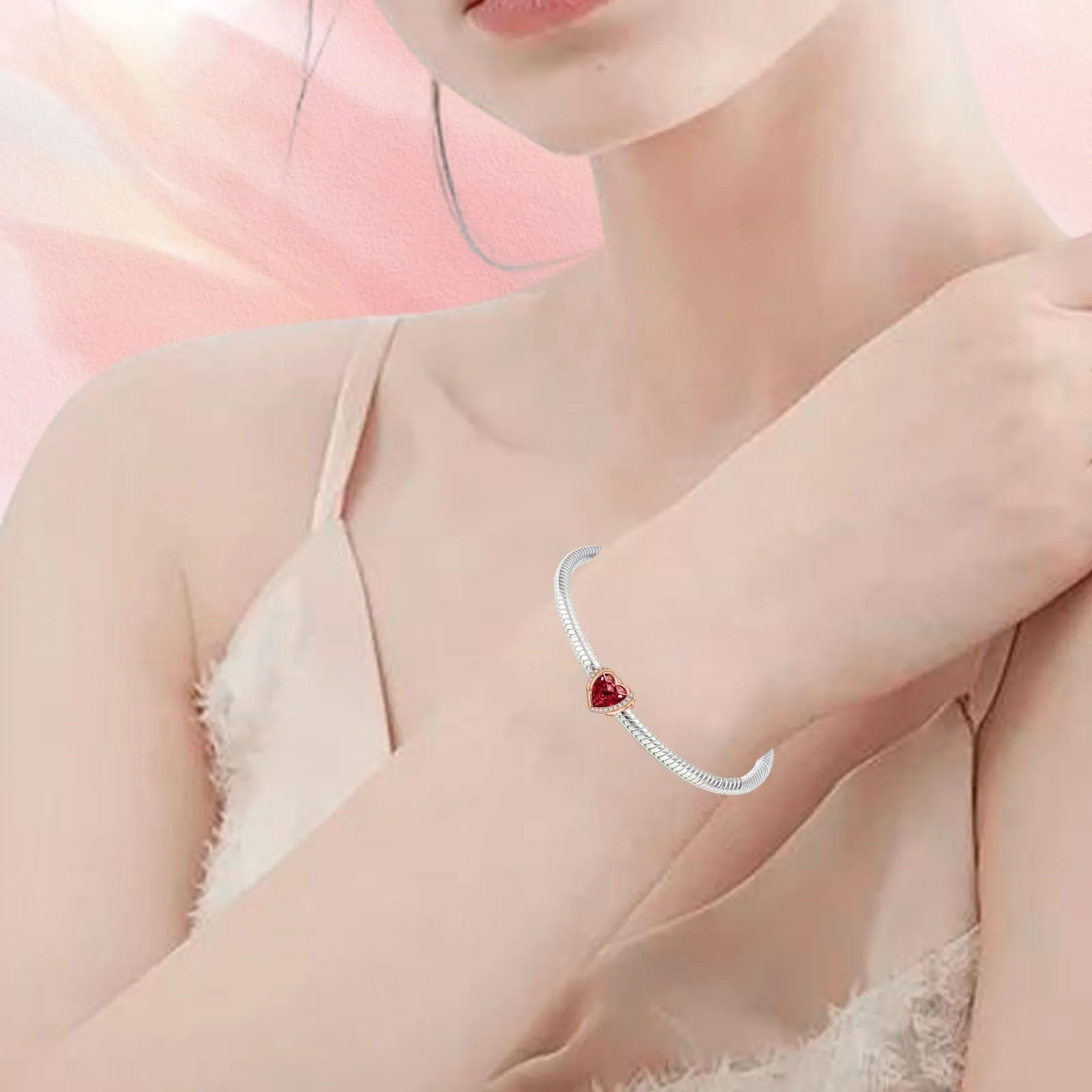 NINGAN Ciondolo Cuore con Ali d'Angelo e Pietra Portafortuna in Argento Sterling 925 - immagine 5