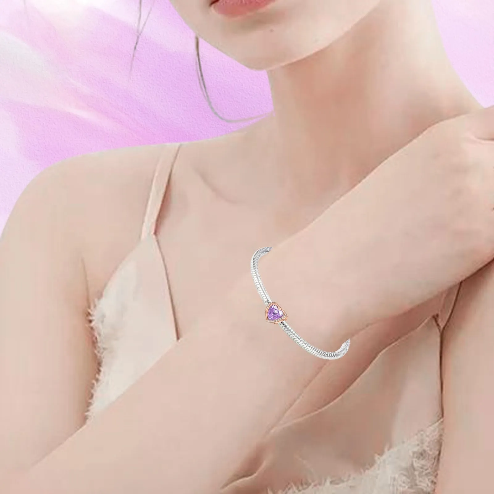 NINGAN Ciondoli Ali d'Angelo in Argento Sterling 925 con Perla a Forma di Cuore e Pietra Portafortuna - immagine 5