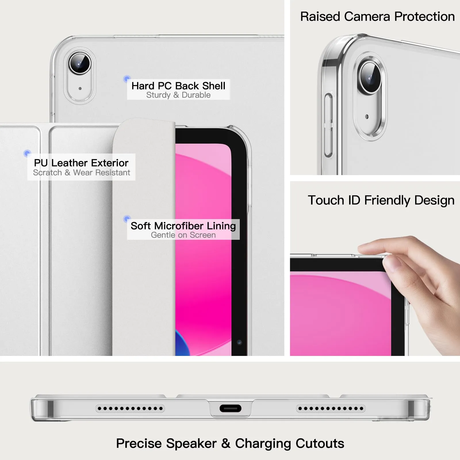 JETech Custodia per iPad 11ª/10ª Gen, Argento - immagine 2