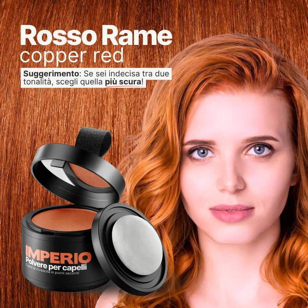IMPERIO Polvere Correttore Capelli Impermeabile, 4 g (Rosso Rame) - immagine 3