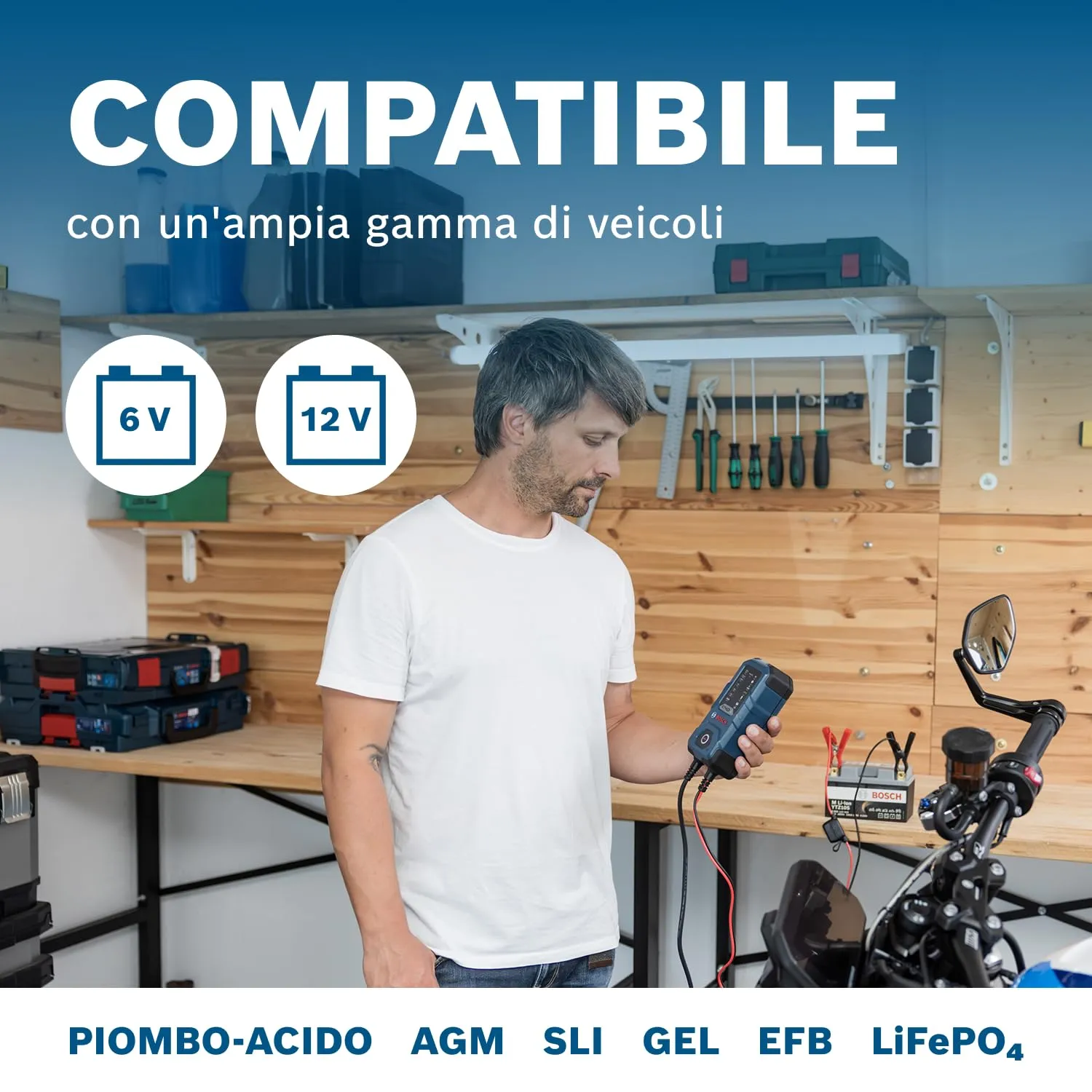 Bosch C40-Li Caricabatterie per Auto 6 V - 12 V / 5 A - immagine 4