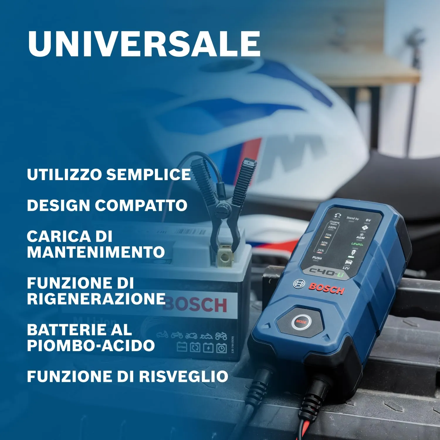 Bosch C40-Li Caricabatterie per Auto 6 V - 12 V / 5 A - immagine 6