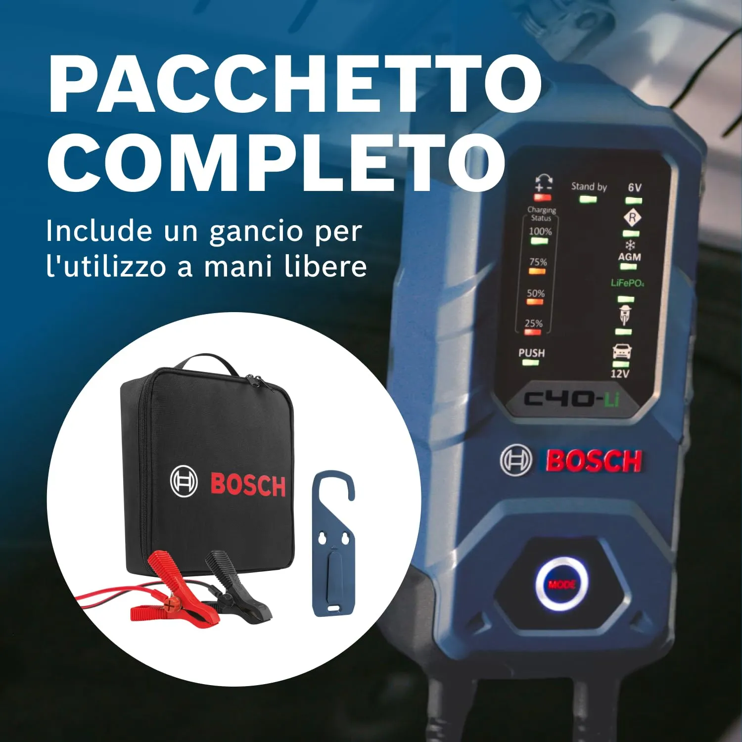 Bosch C40-Li Caricabatterie per Auto 6 V - 12 V / 5 A - immagine 7