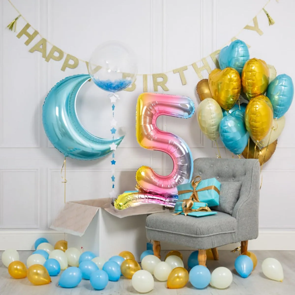 Jonami Palloncino Numero 4 Gigante Multicolore Pastello, 82 cm - immagine 6