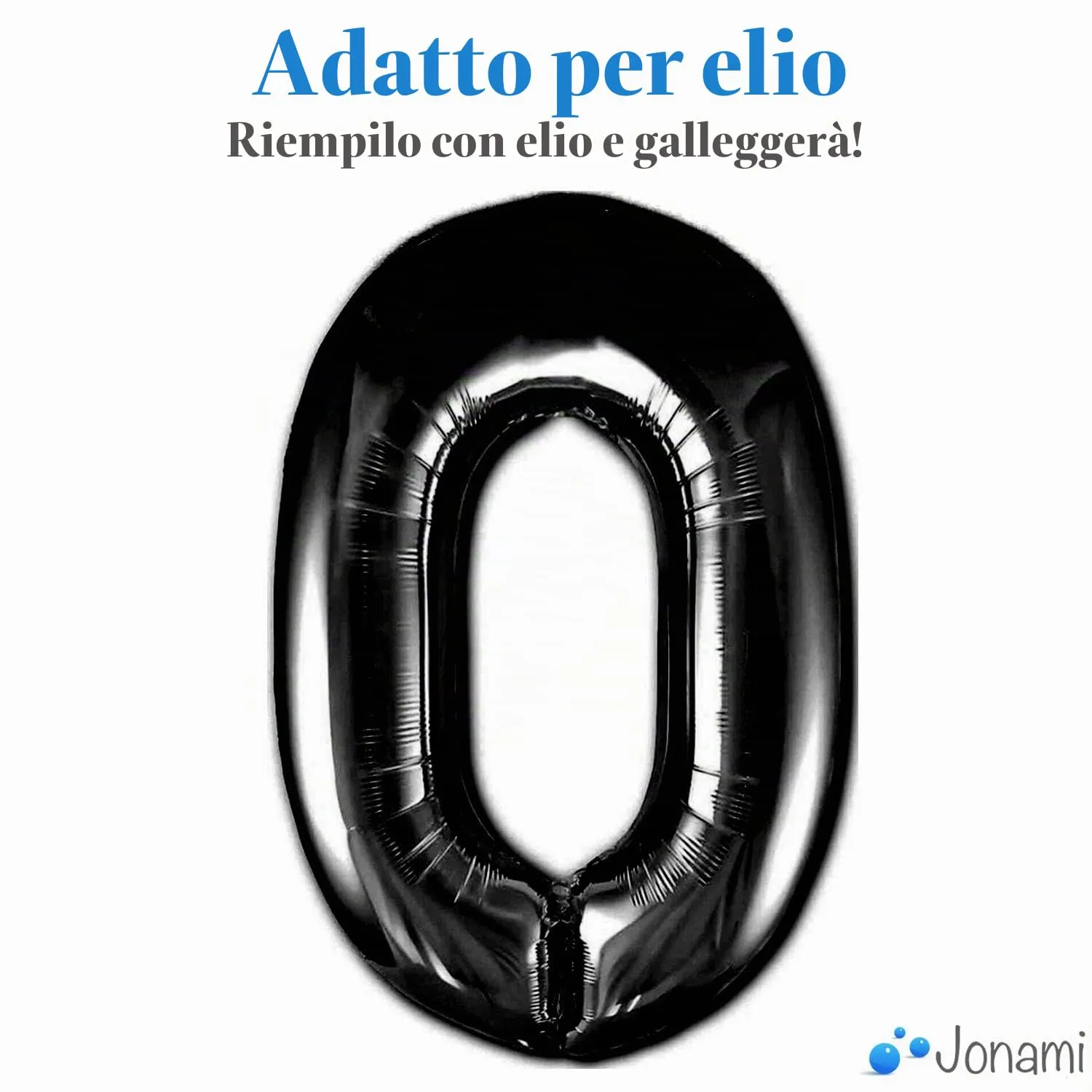 Jonami Palloncino Numero 0 Gigante Nero Metallizzato, 100 cm - immagine 3