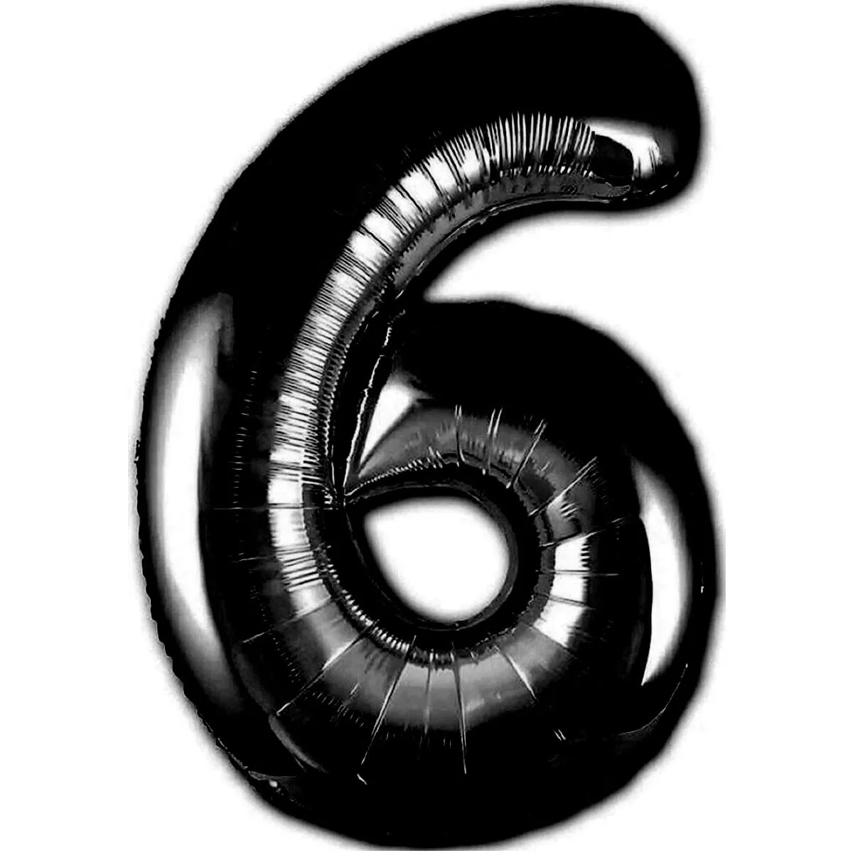Jonami Palloncino Numero 6 Gigante Nero Metallizzato, 100 cm - immagine 1