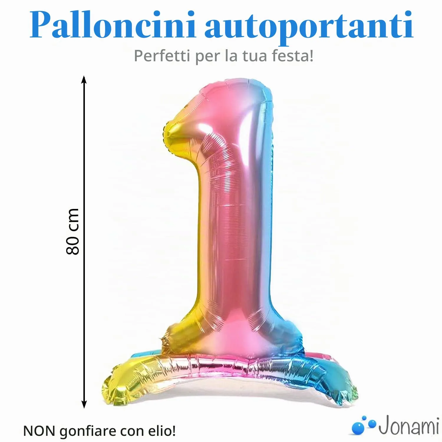 Jonami Palloncino Numero 1 Gigante Multicolore Pastello, 82 cm - immagine 2