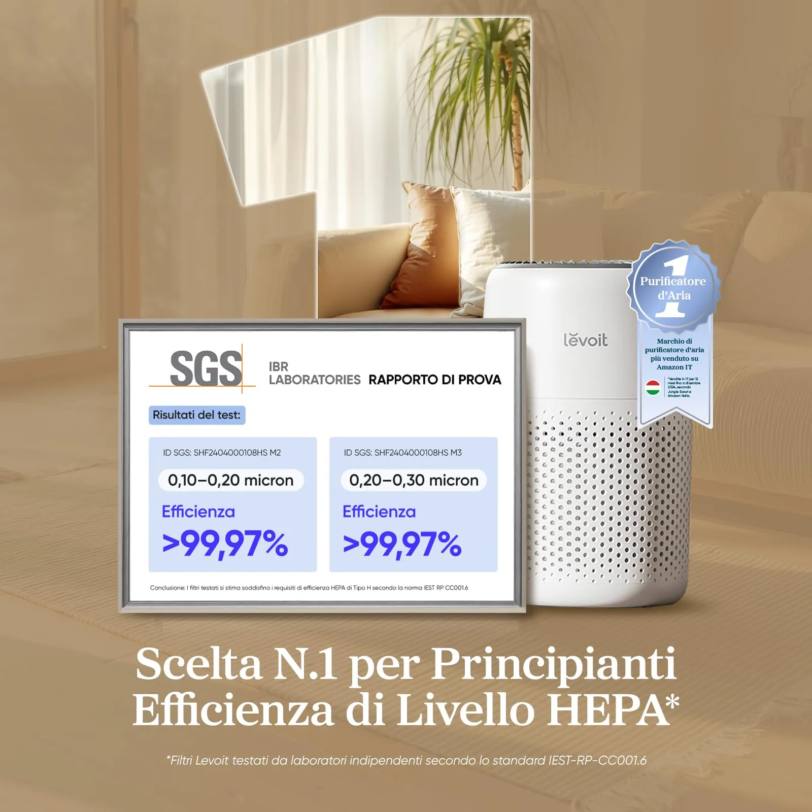 Levoit Purificatore d'Aria con Filtro HEPA LAP-C161-WEU, Bianco - immagine 2