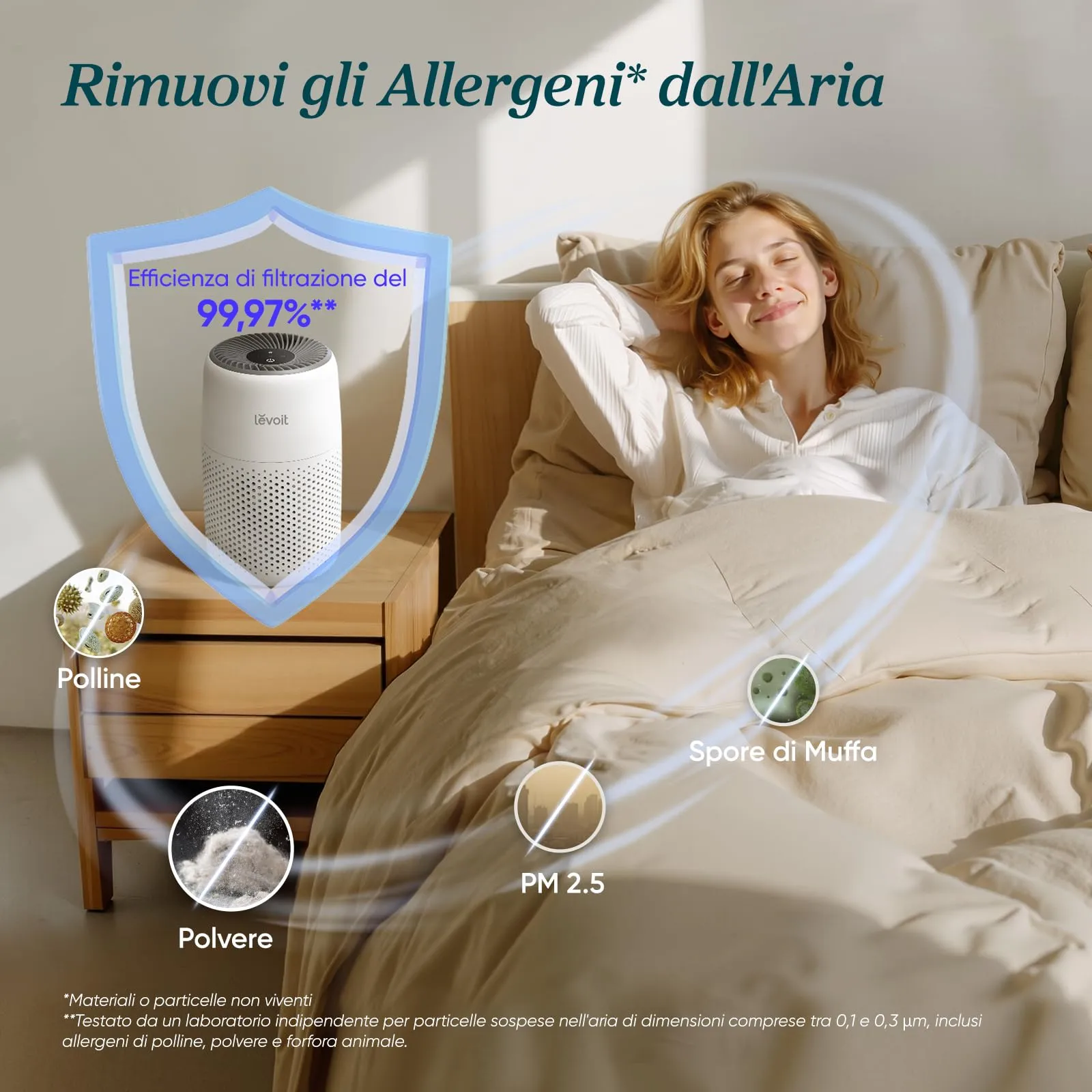 Levoit Purificatore d'Aria con Filtro HEPA LAP-C161-WEU, Bianco - immagine 3