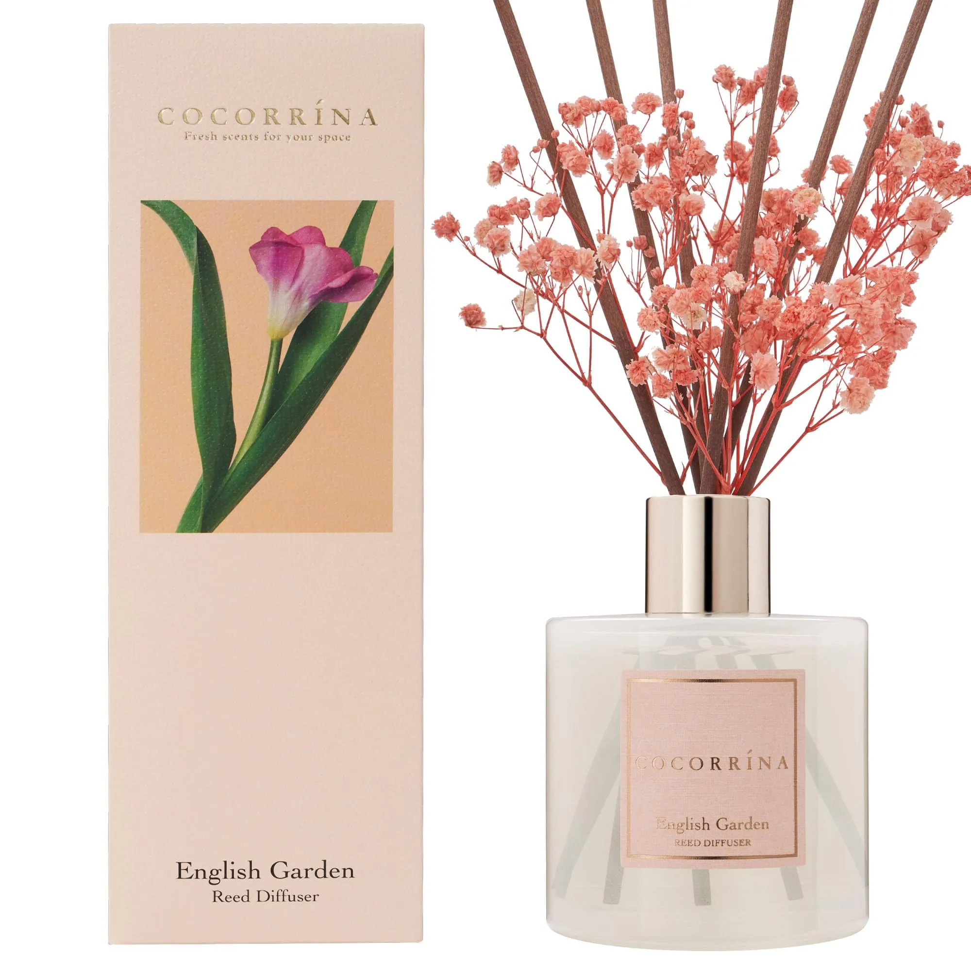 COCORRÍNA Diffusore Profumo Ambiente English Garden, 200ml con Bastoncini - immagine 1