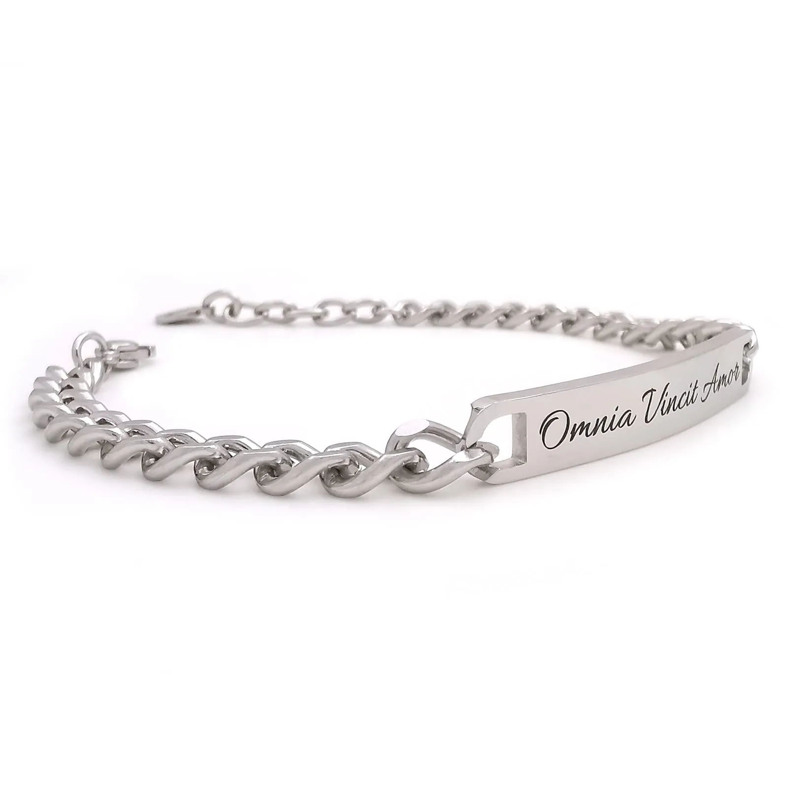 ALMENDRA Bracciale da uomo personalizzato in acciaio con incisione (Catena 5mm) - immagine 2