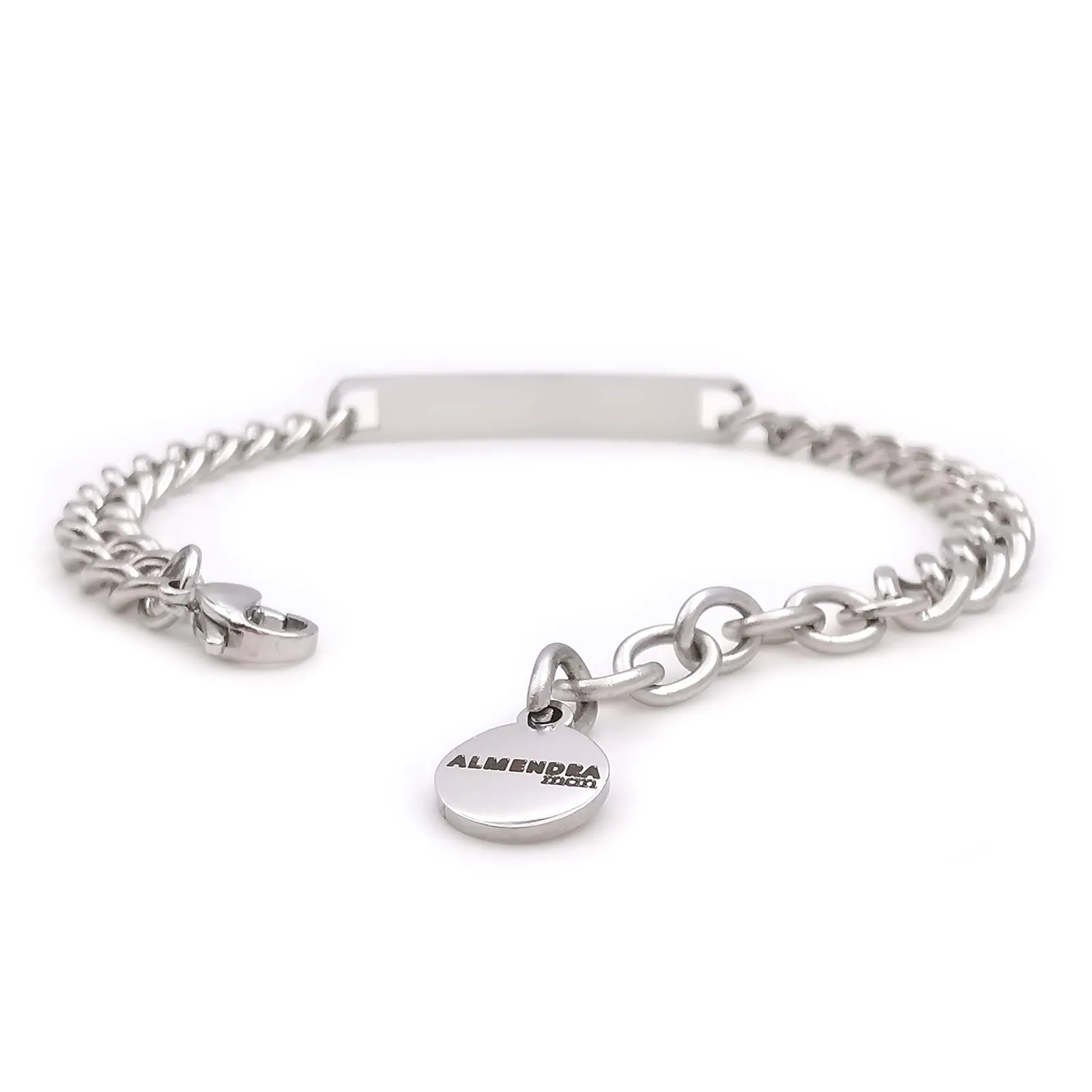 ALMENDRA Bracciale da uomo personalizzato in acciaio con incisione (Catena 5mm) - immagine 3